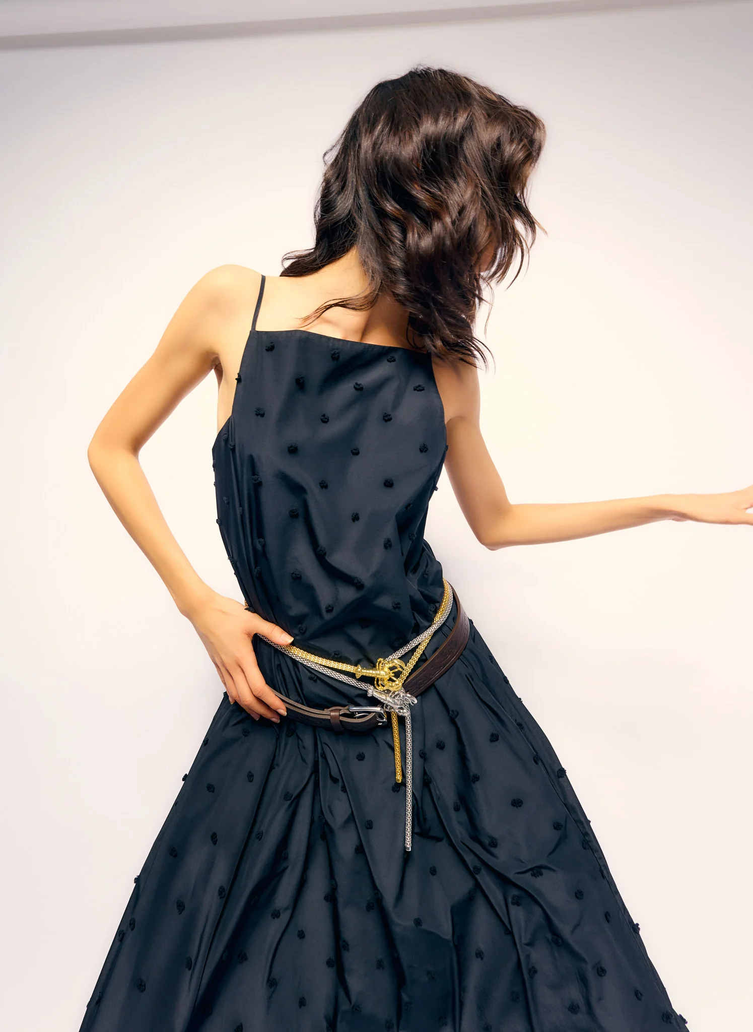 Tech Swiss Dot Square Neck Cami Dress - Image 3