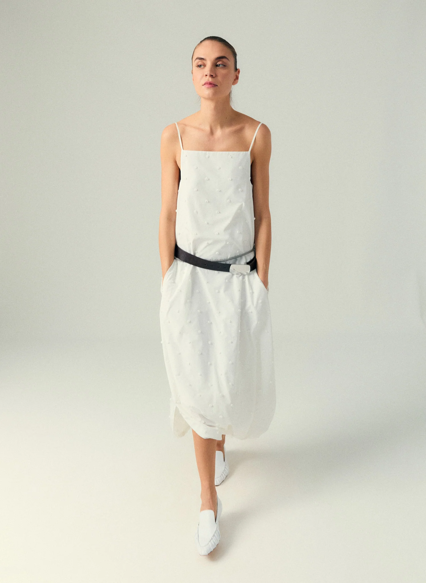 Tech Swiss Dot Square Neck Cami Dress - Image 2