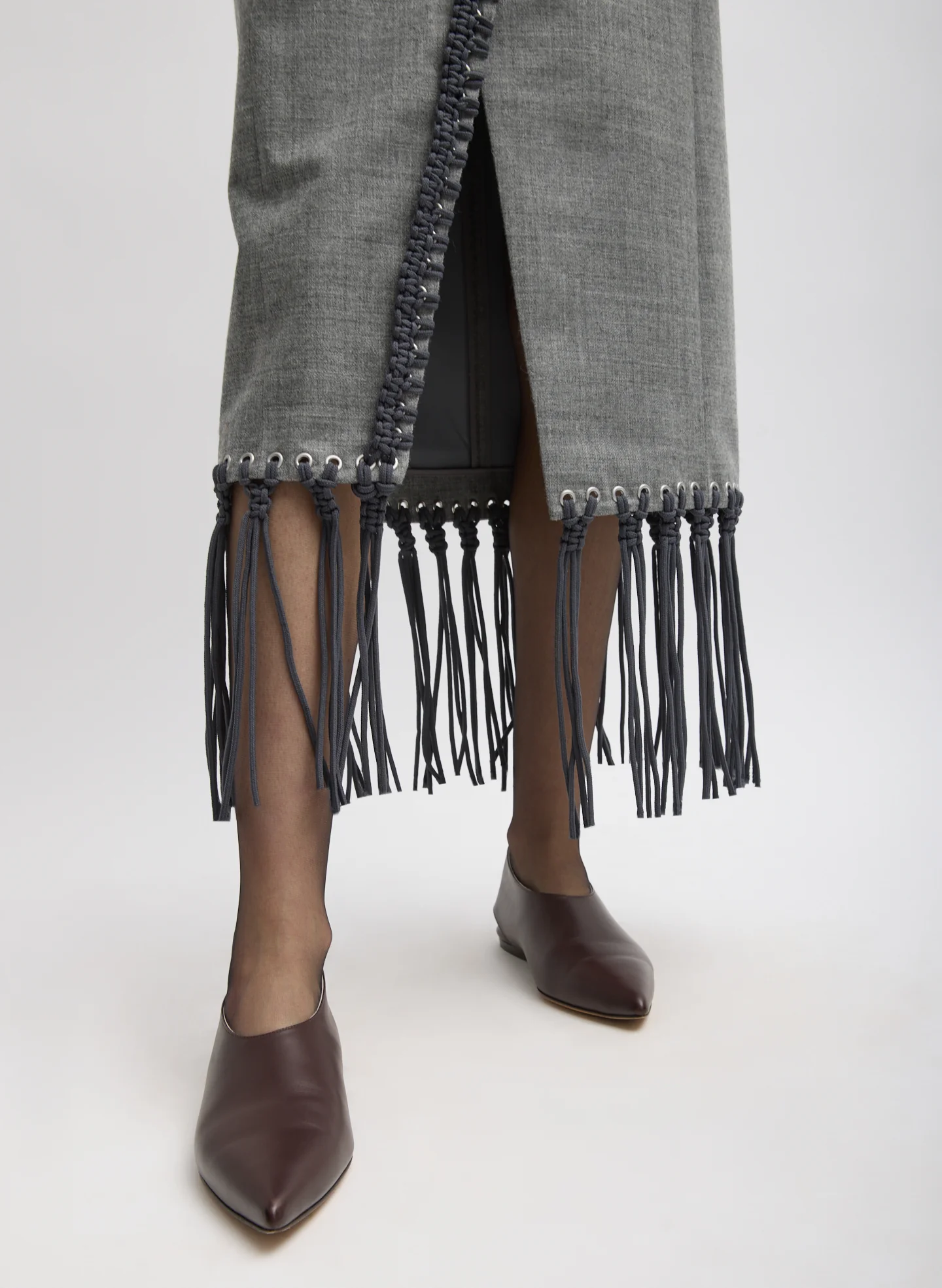 Techy Bonded Wool Crochet Trim Skirt - Image 5