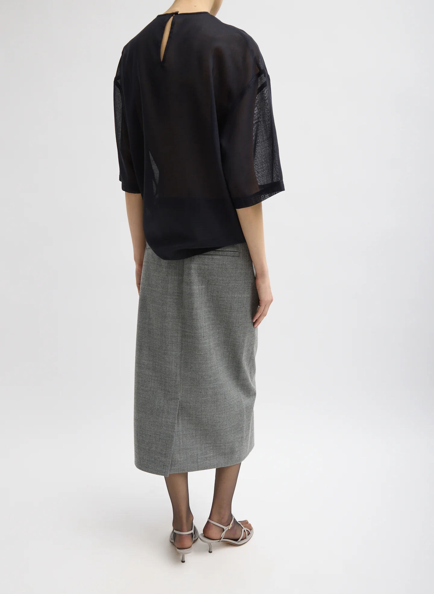 Techy Bonded Wool Wrap Midi Skirt - Image 3