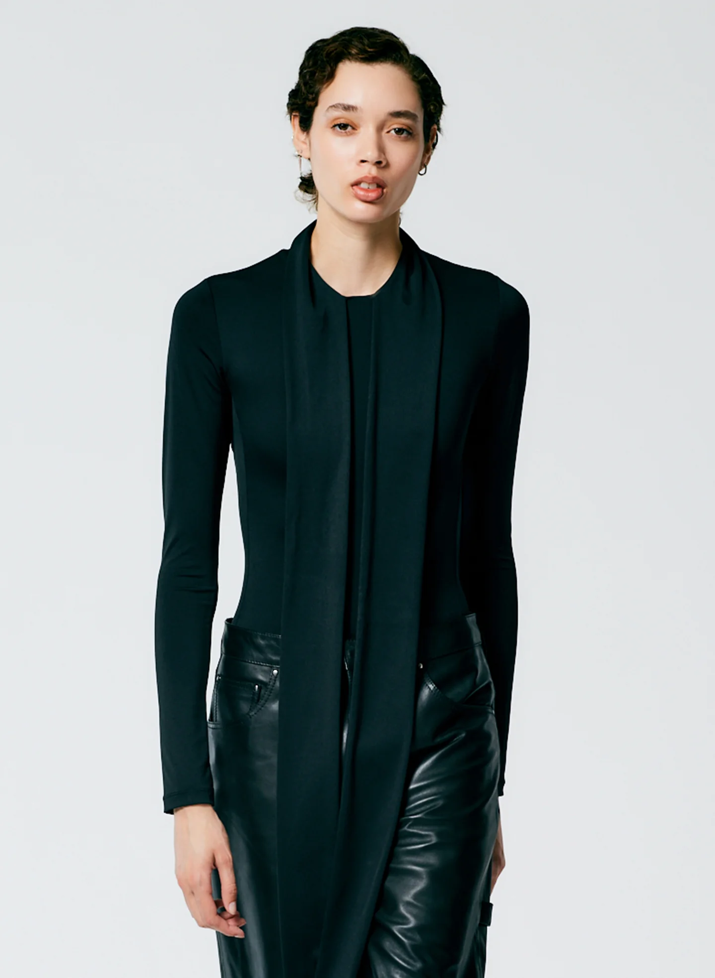 Tie Neck Stretch Bodysuit - Image 2