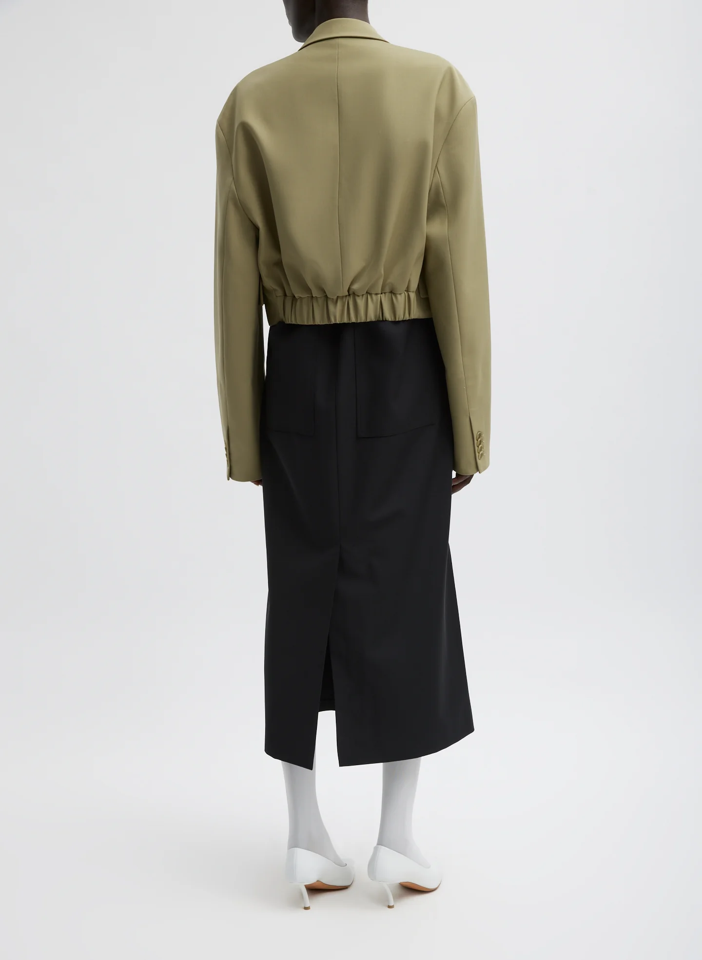 Tropical Wool Cropped Bomber Blazer - Image 4