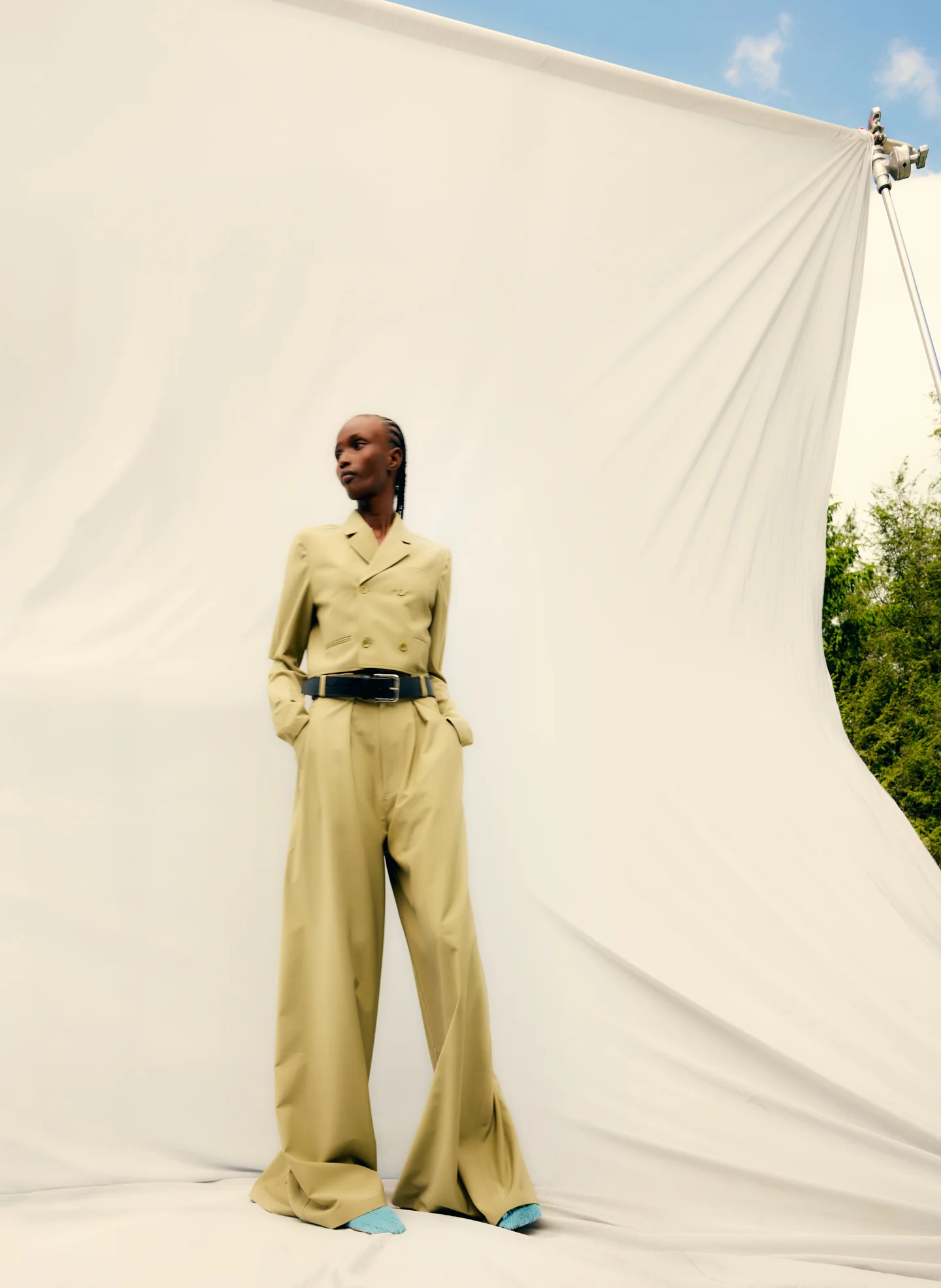 Tropical Wool Cropped Lean Double Breasted Shirt Jacket - Image 2