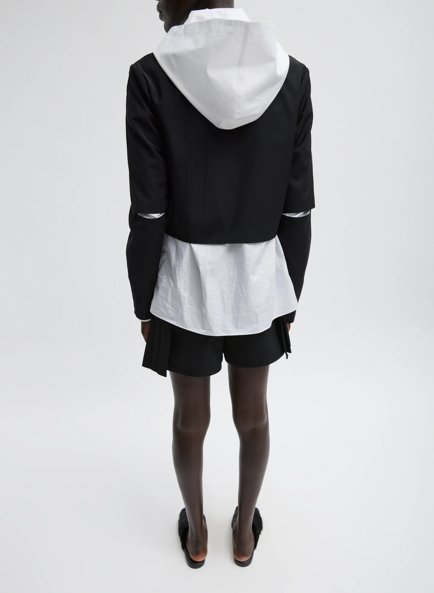 Tropical Wool Cropped Lean Double Breasted Shirt Jacket - Image 5