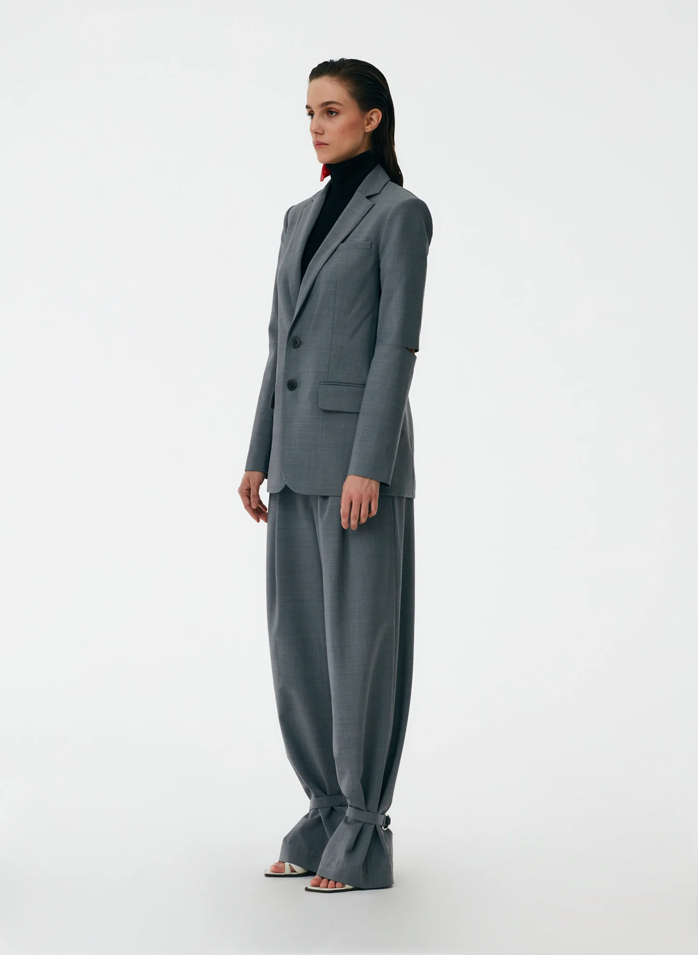 Tropical Wool Cutout Sleeve Marlon Blazer - Image 3