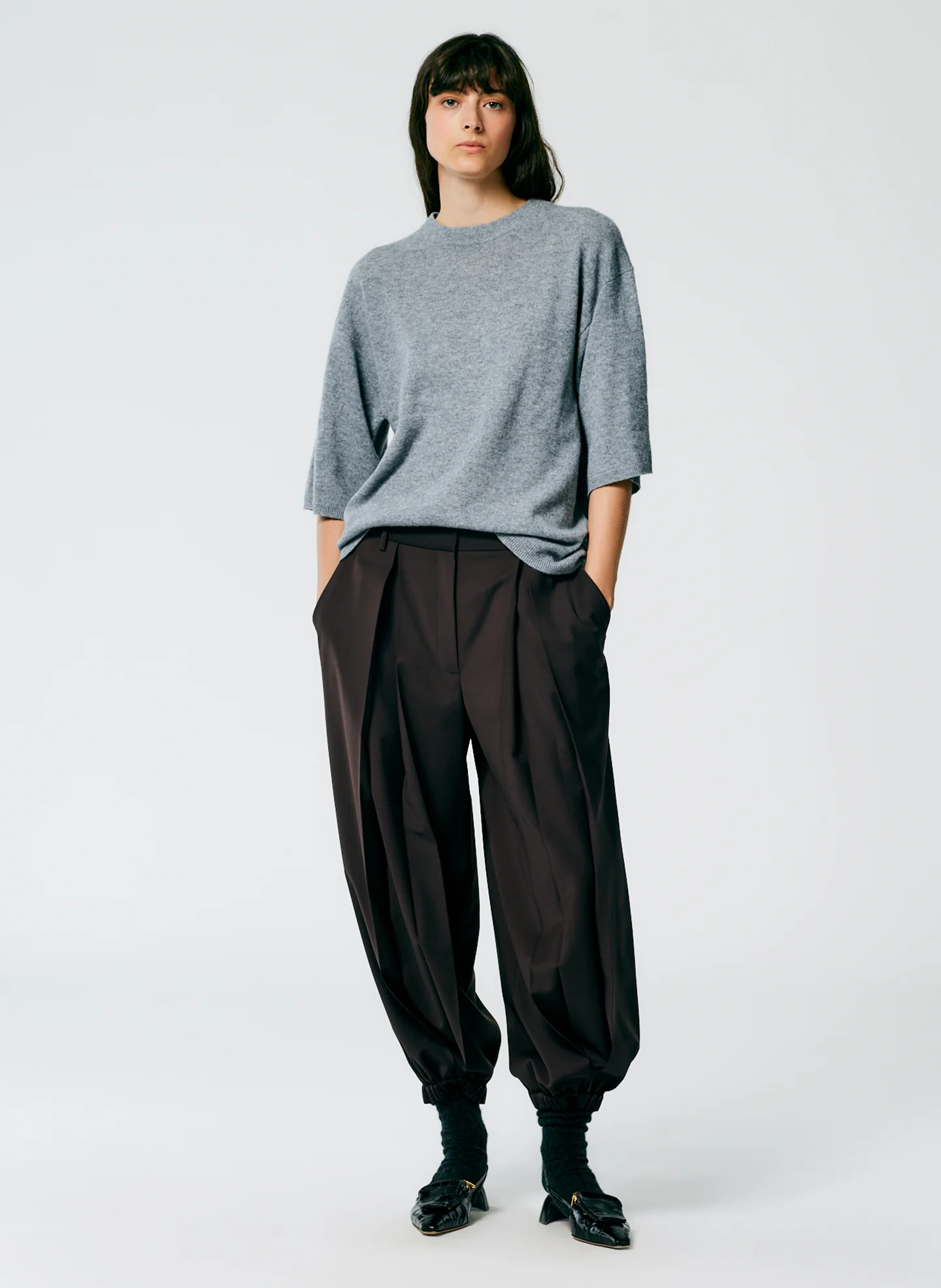 Tropical Wool Pleated Balloon Pant - Regular