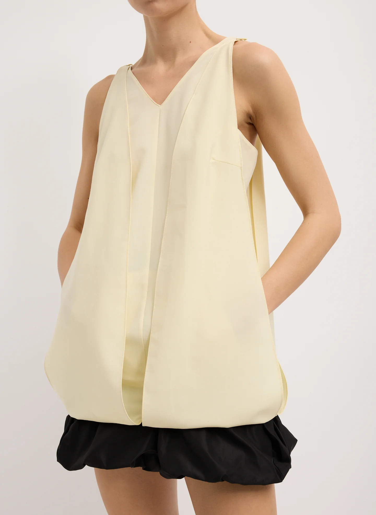 Tropical Wool Sleeveless Paneled Tunic