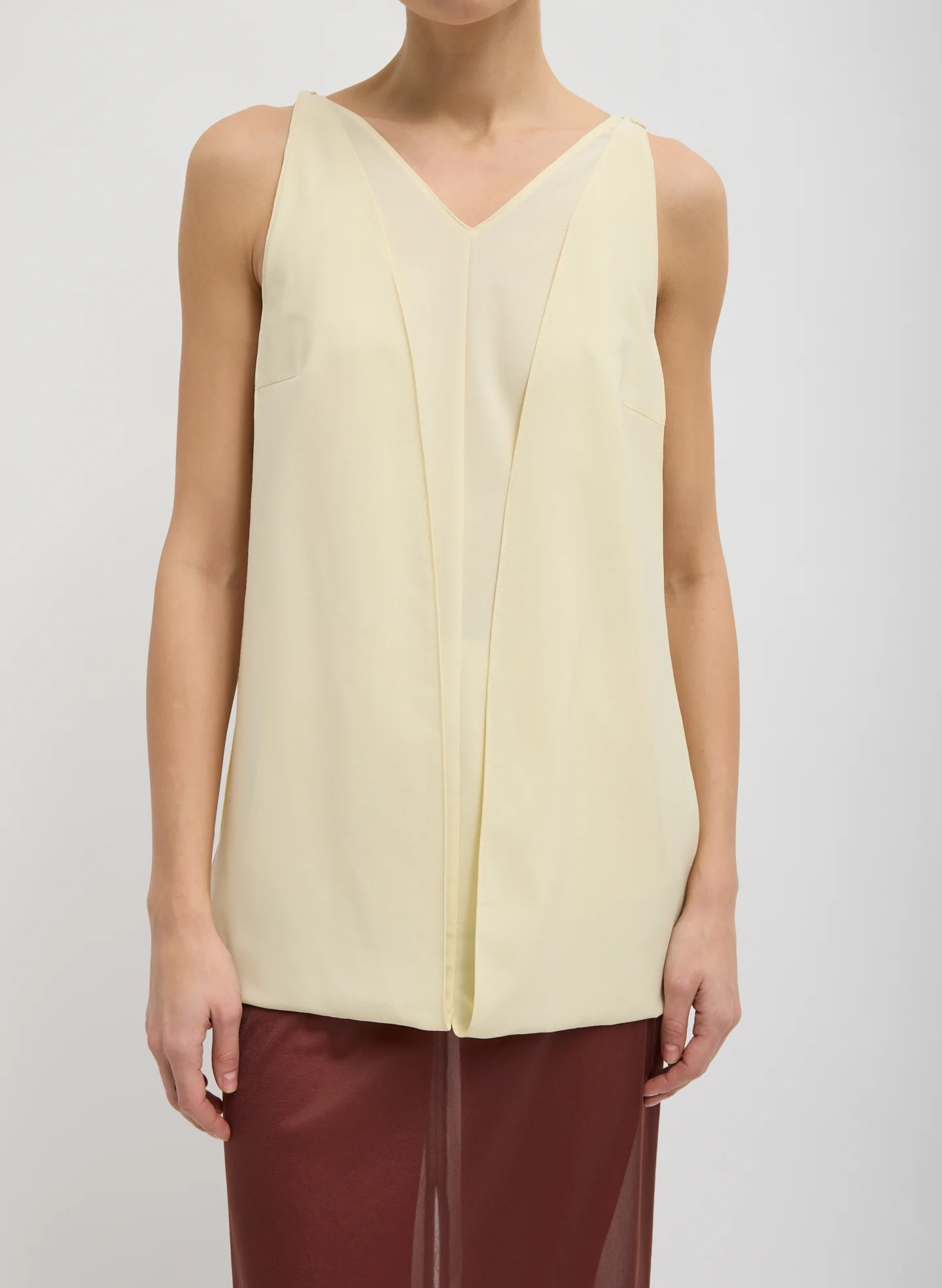 Tropical Wool Sleeveless Paneled Tunic - Image 6