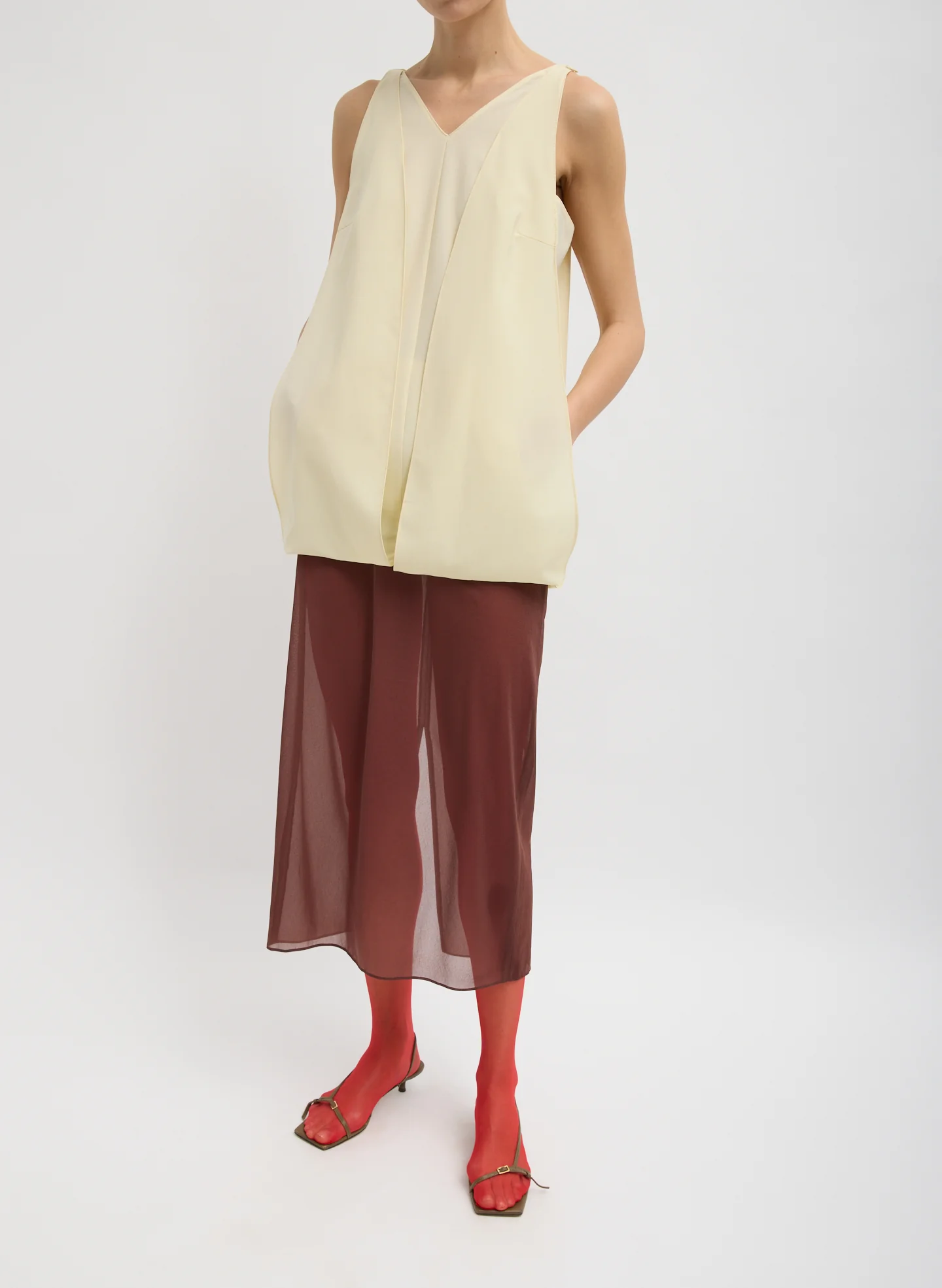 Tropical Wool Sleeveless Paneled Tunic - Image 9