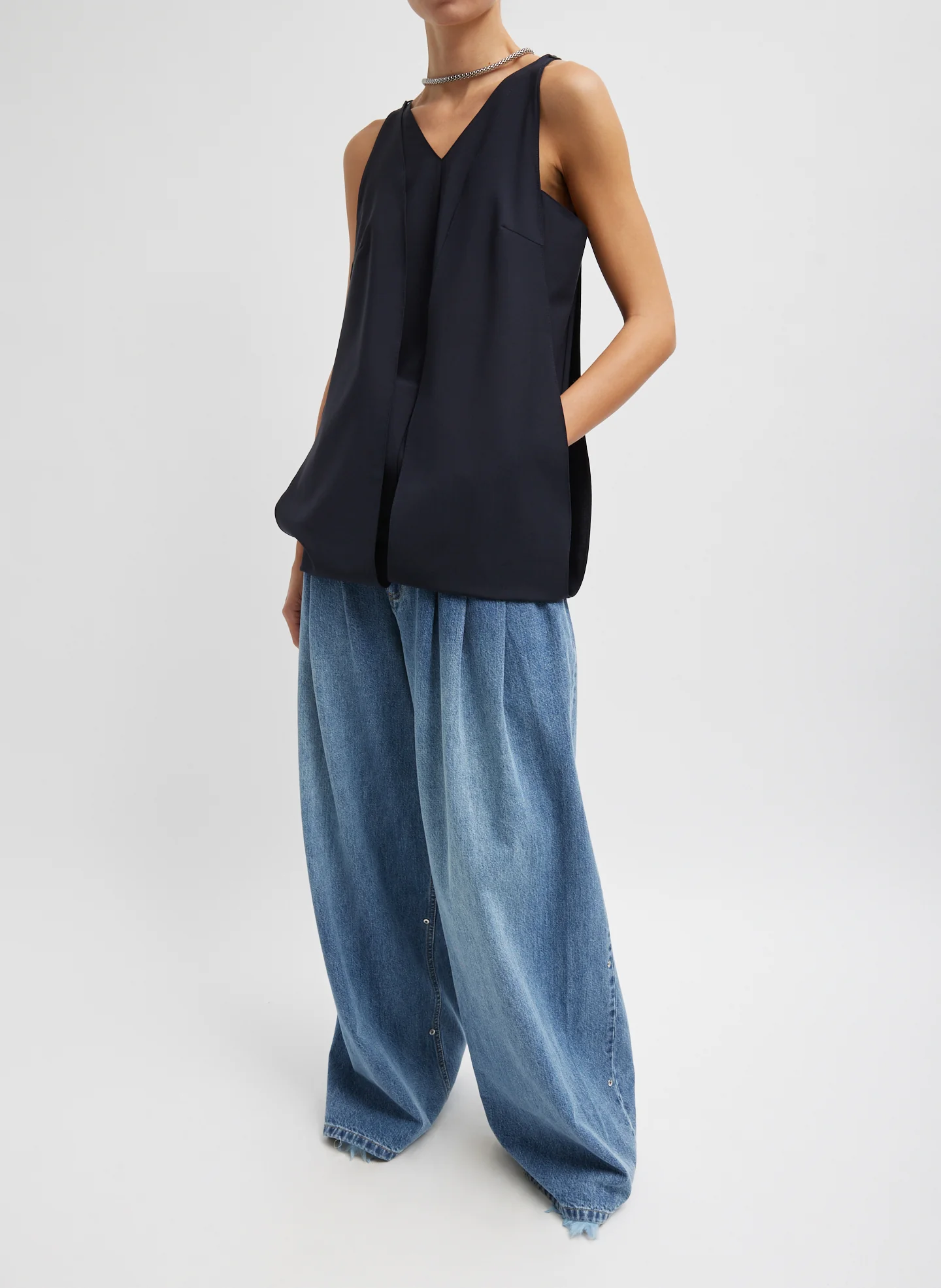 Tropical Wool Sleeveless Paneled Tunic - Image 4