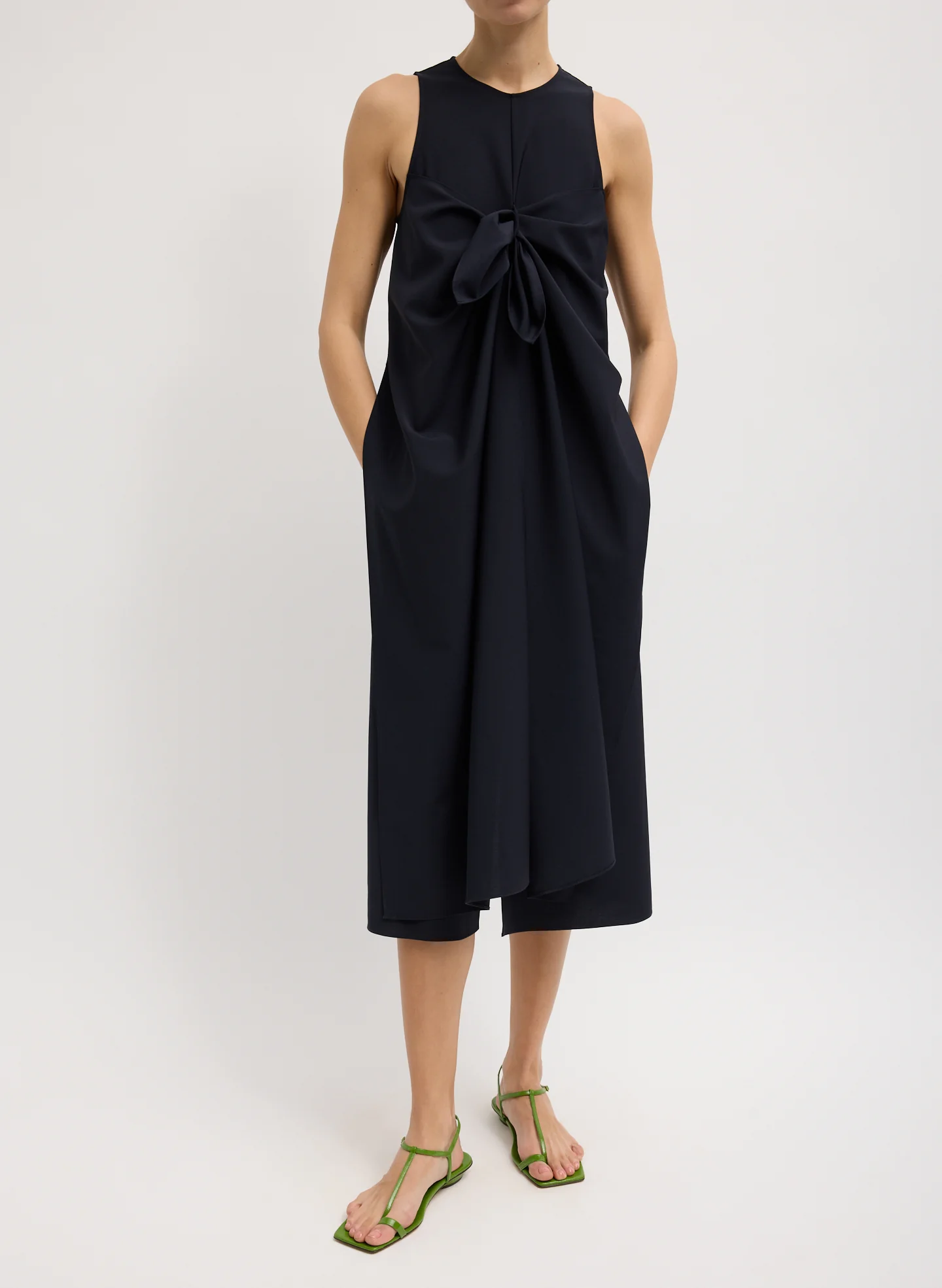 Tropical Wool Tie Front Dress