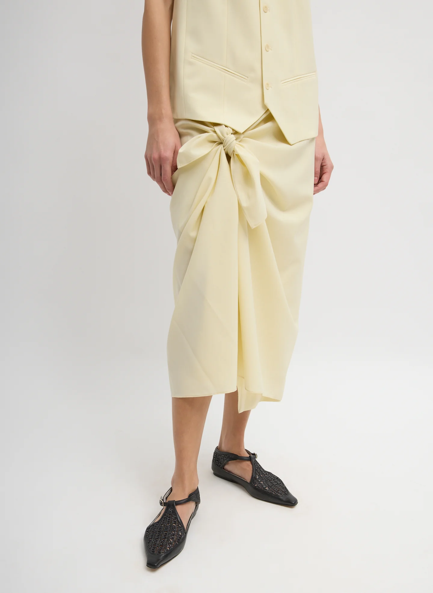 Tropical Wool Tie Front Trouser Skirt