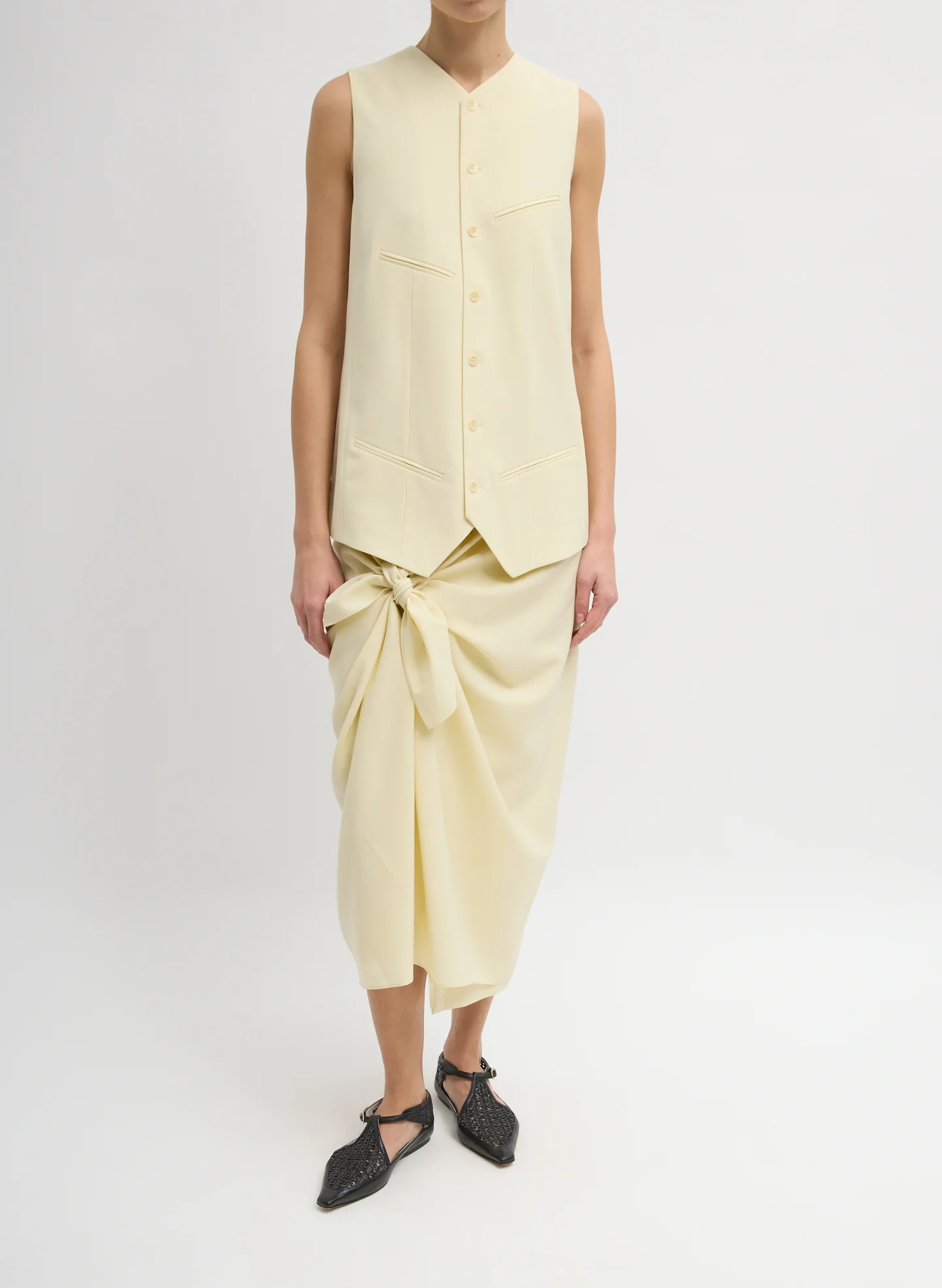 Tropical Wool Tie Front Trouser Skirt - Image 4