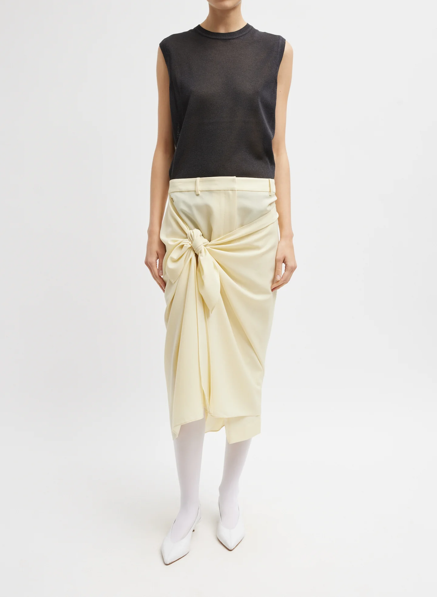 Tropical Wool Tie Front Trouser Skirt - Image 8