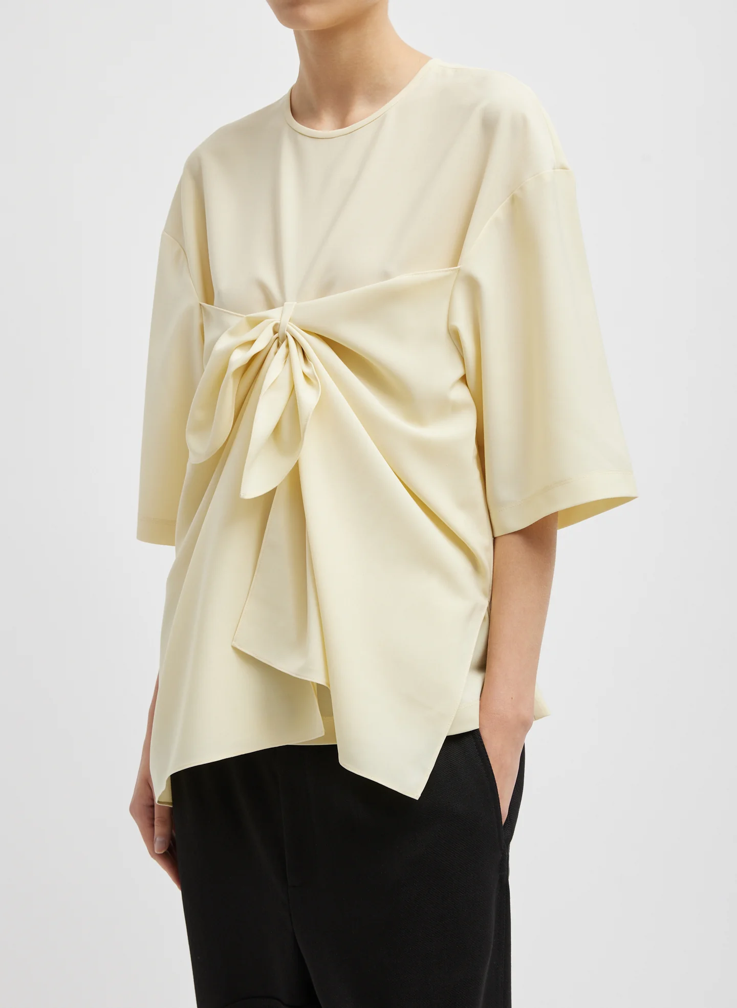 Tropical Wool Tie Front T-Shirt