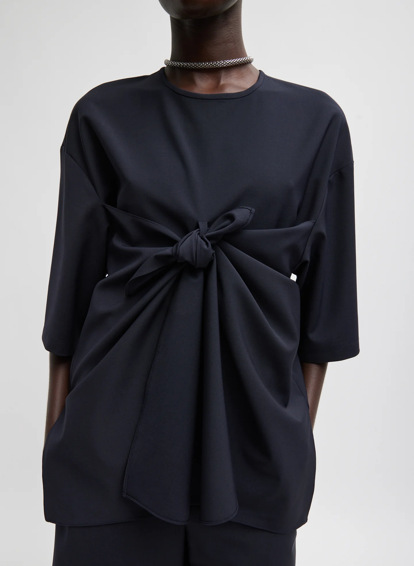 Tropical Wool Tie Front T-Shirt