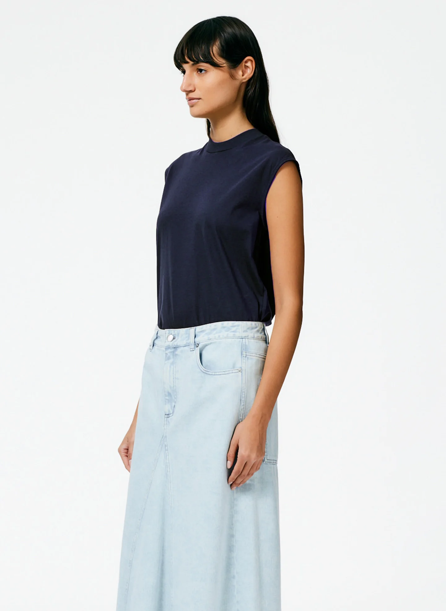 Mock Neck Sleeveless T-Shirt - Image 2
