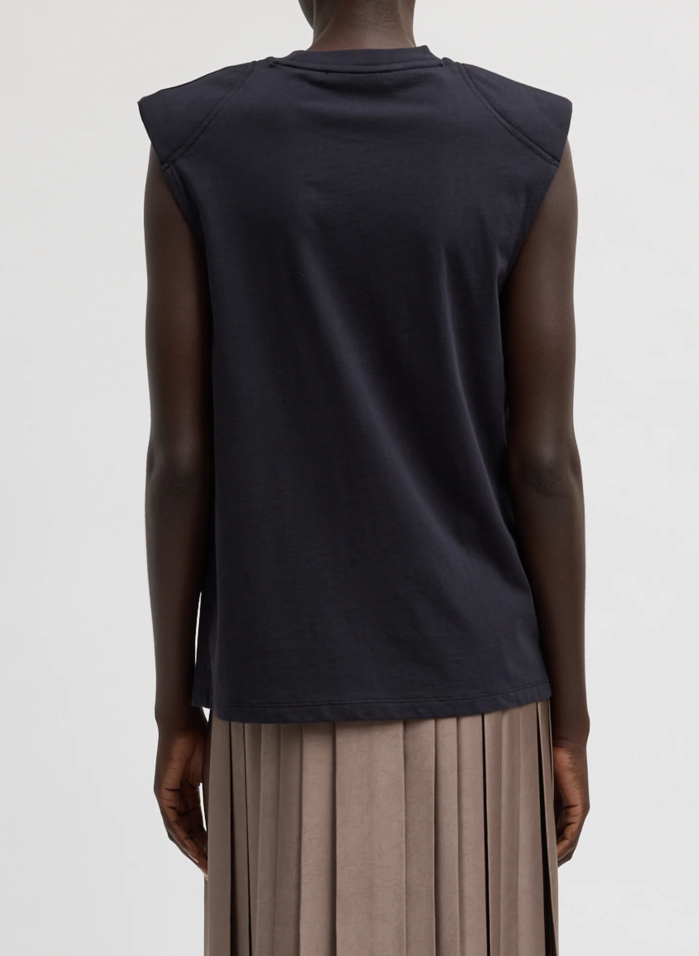 Padded Shoulder Sleeveless T-Shirt - Image 3