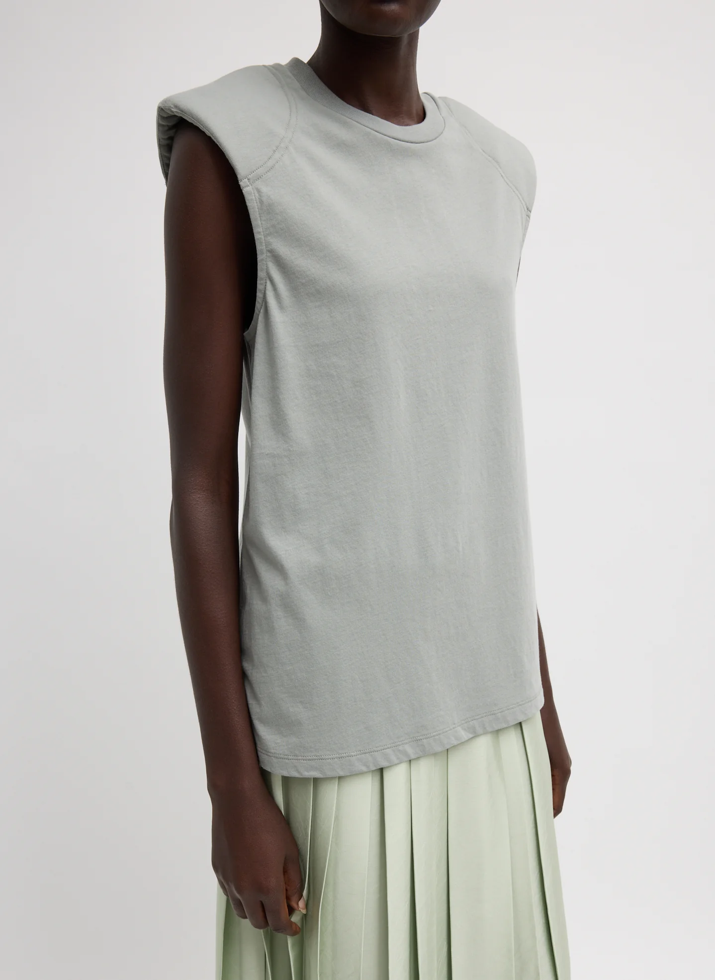 Padded Shoulder Sleeveless T-Shirt - Image 3
