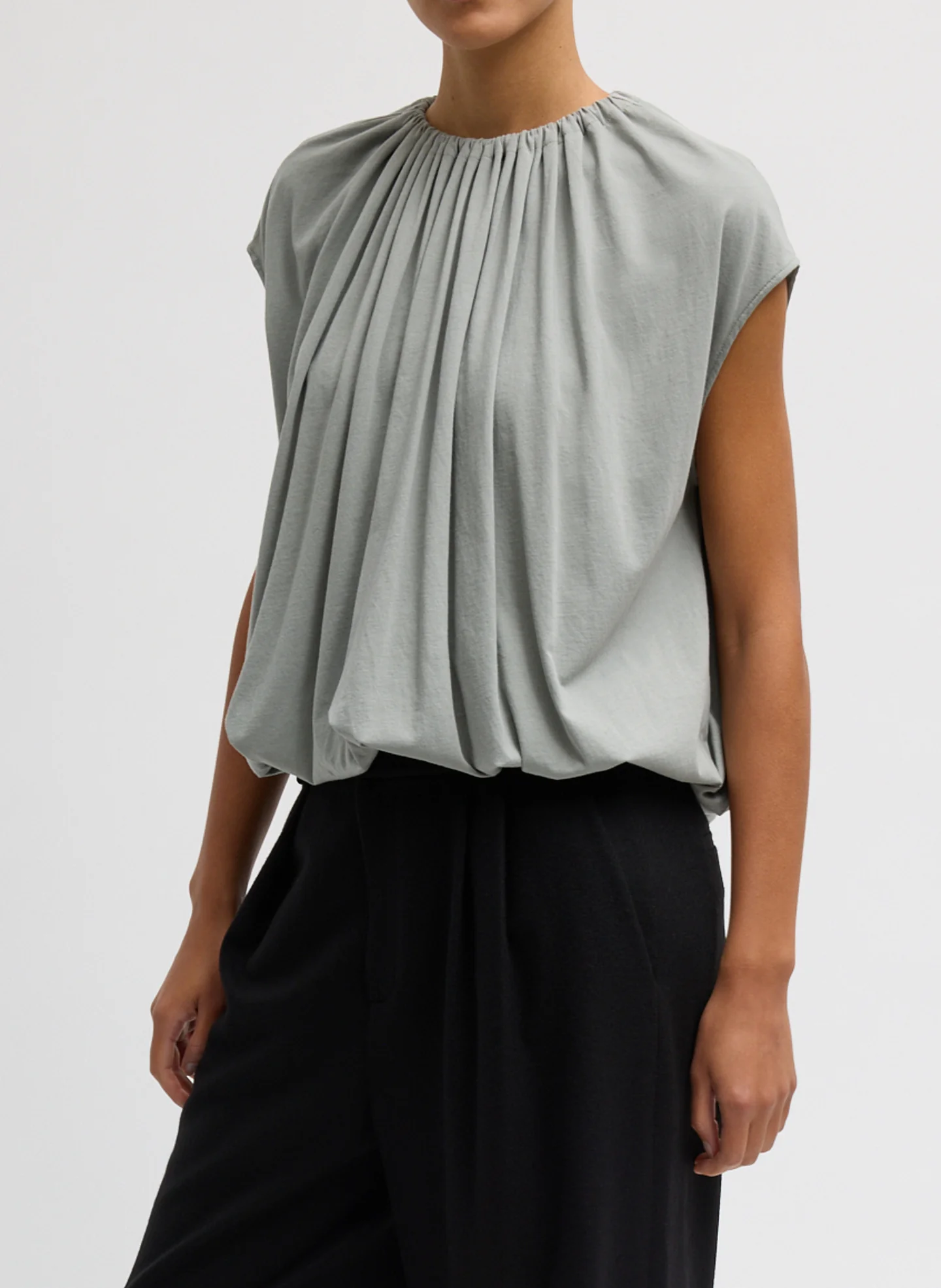 Shirred Neck Circular T-Shirt - Image 3