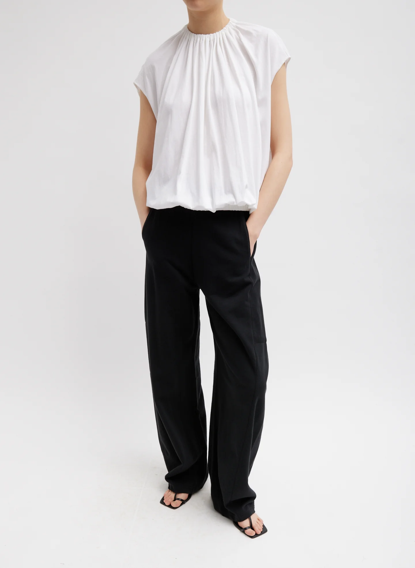 T-Shirting Shirred Neck Circular Top - Image 3