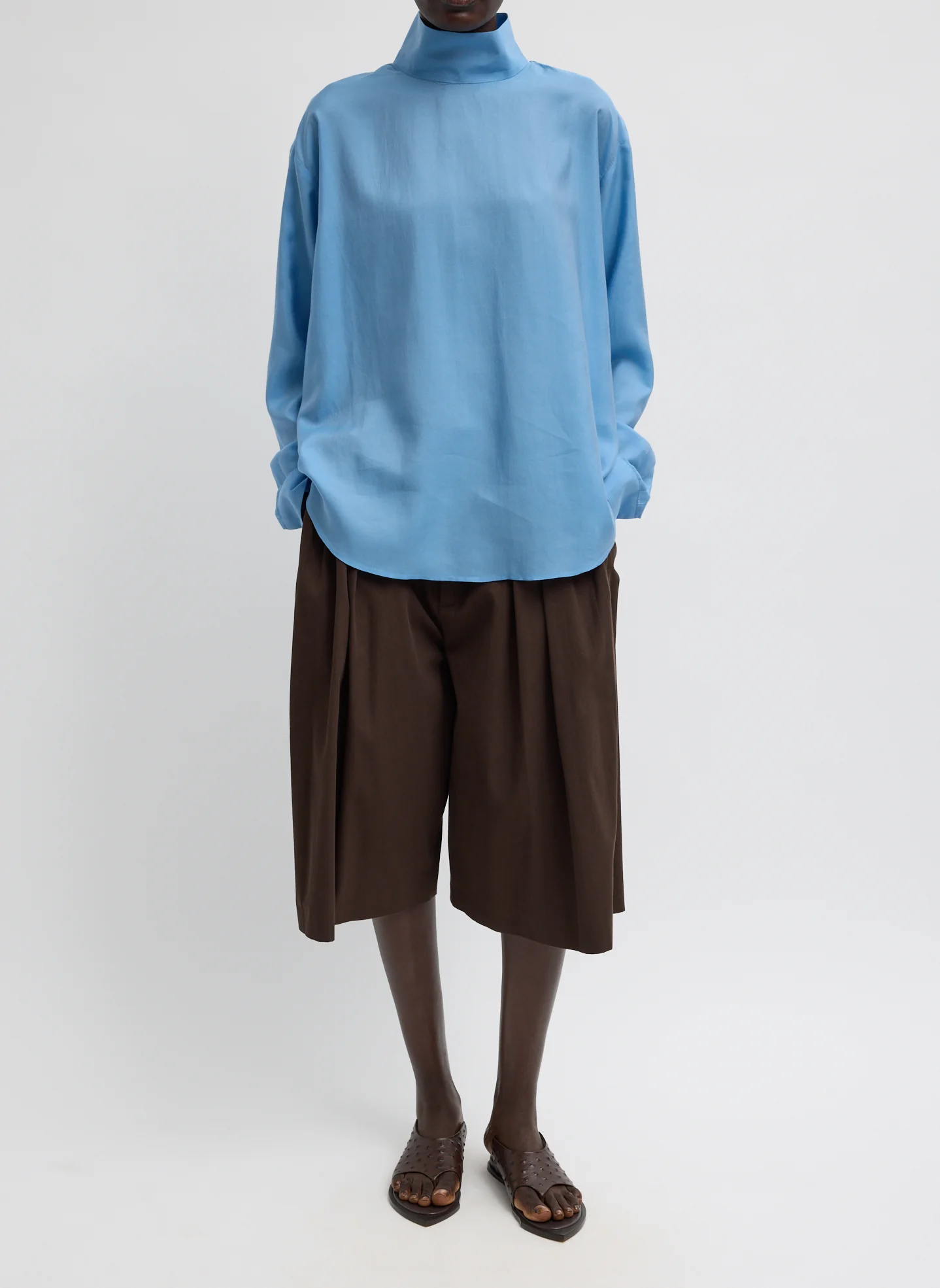 Ultra Light Silk Tencel Funnel Neck Shirt - Image 6