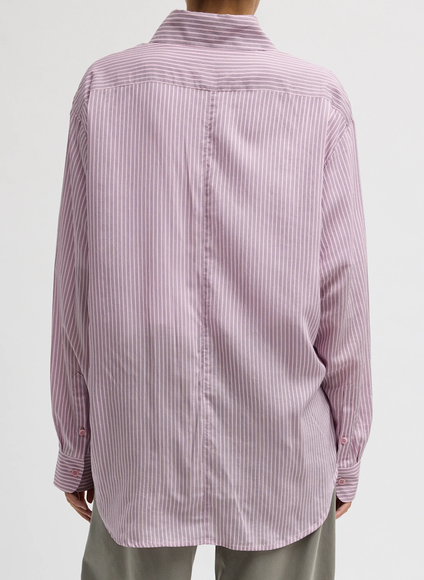 Ultra Light Silk Tencel Striped Pintucked Shirt - Image 3