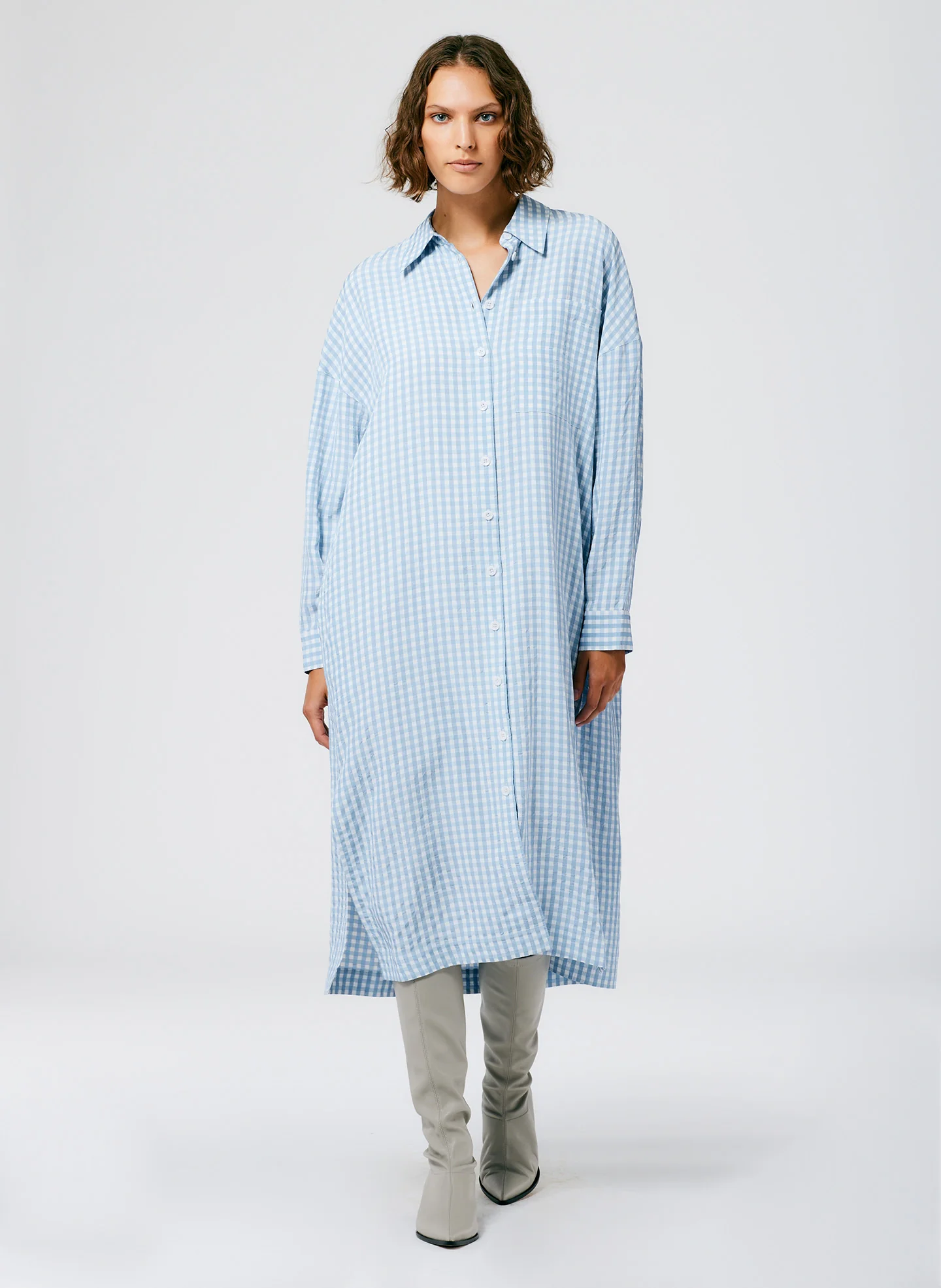 Viscose Gingham Shirtdress - Image 4