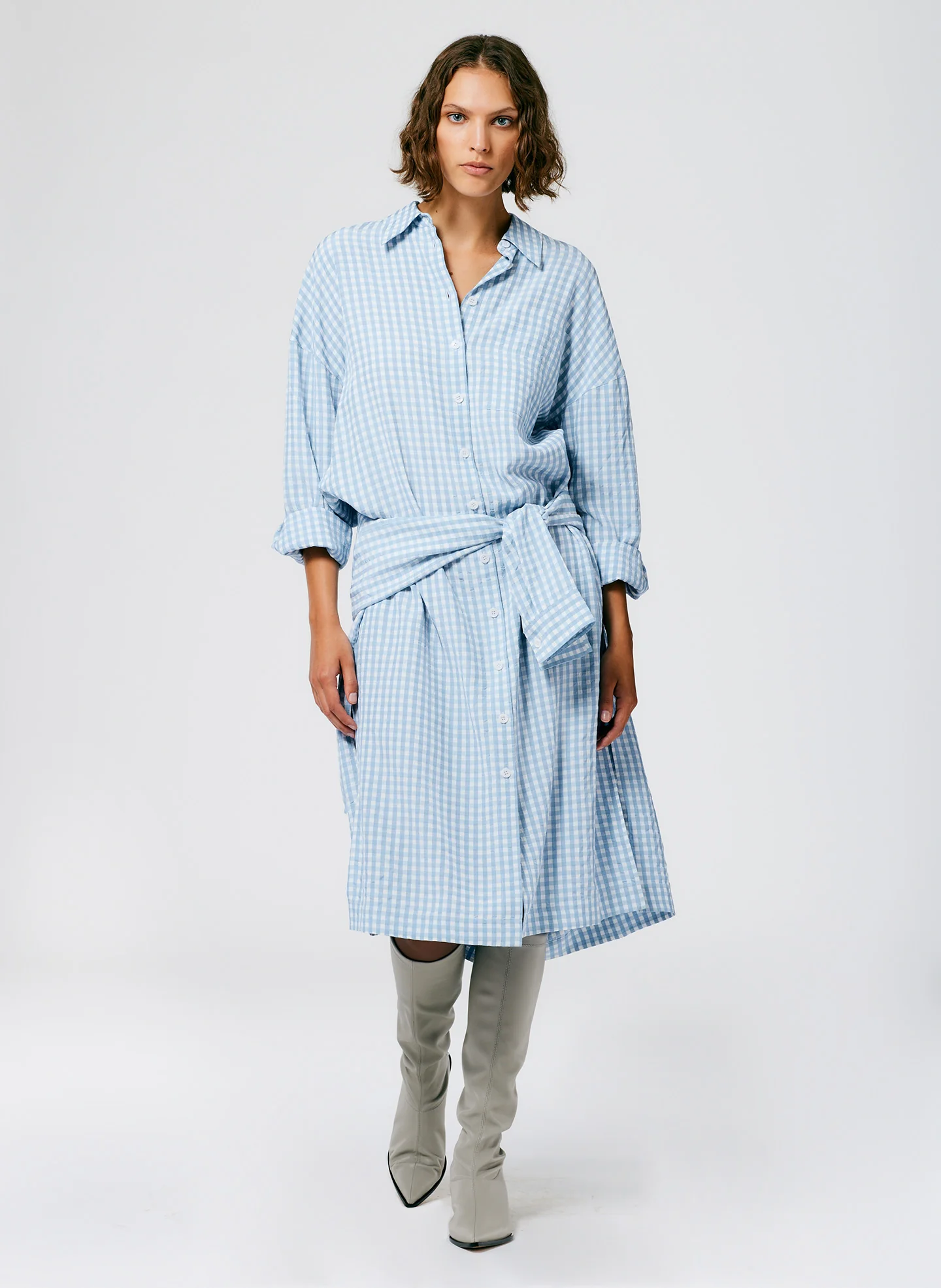 Viscose Gingham Shirtdress - Image 5