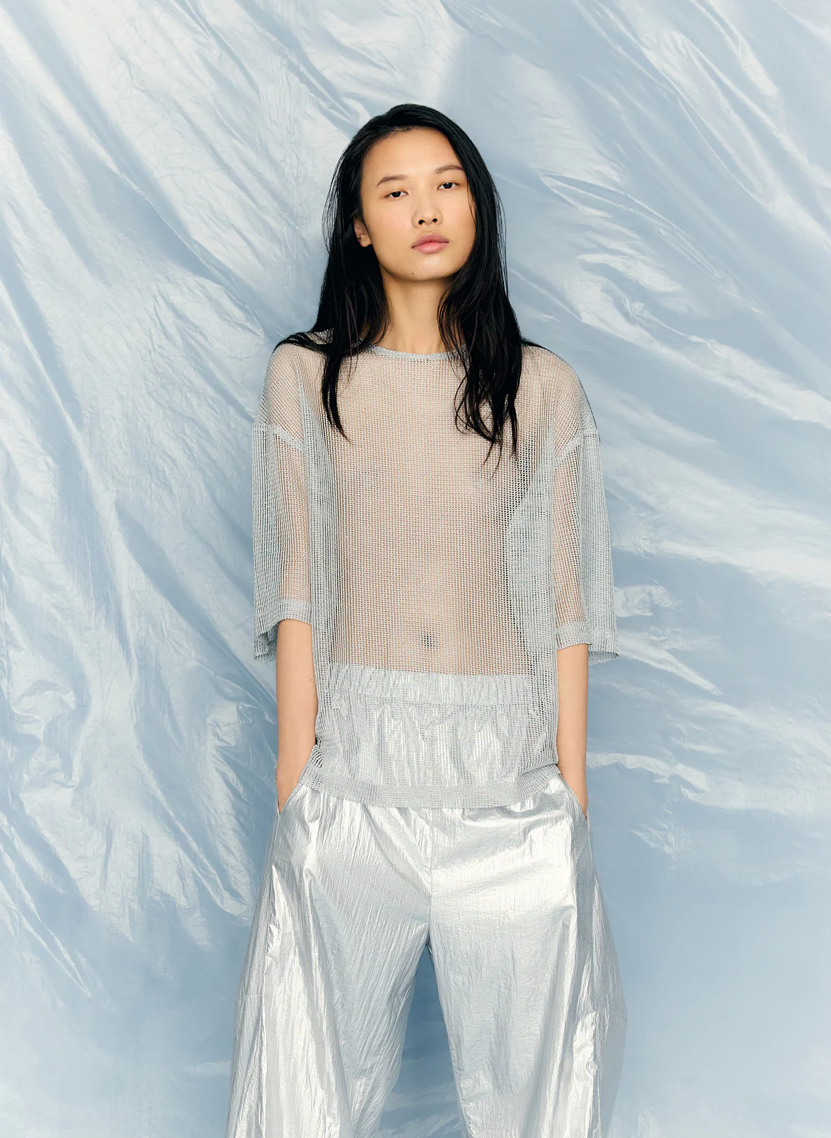 Viscose Metallic Mesh Easy T-Shirt - Image 2
