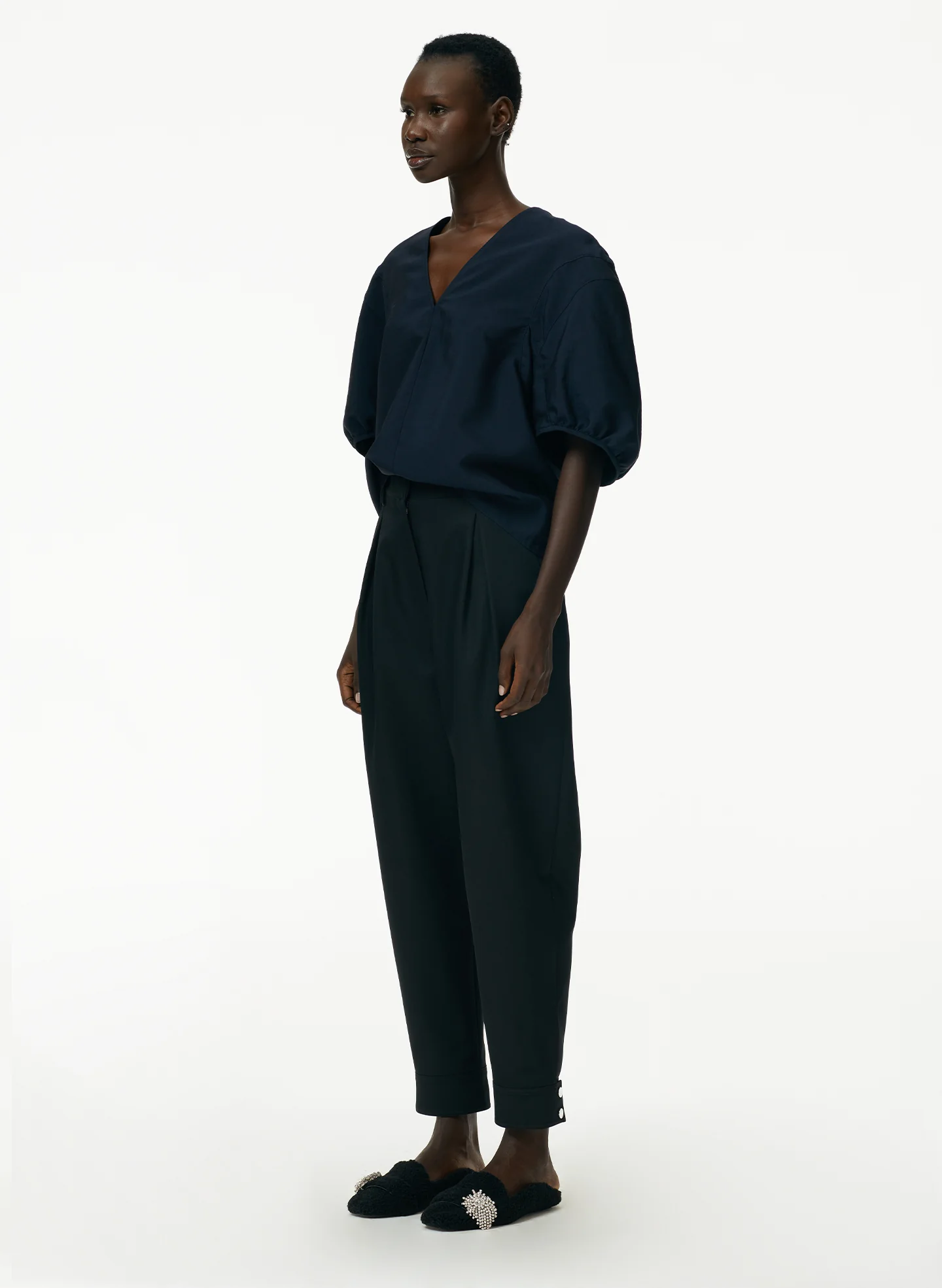 Viscose Plainweave V-Neck Top - Image 2