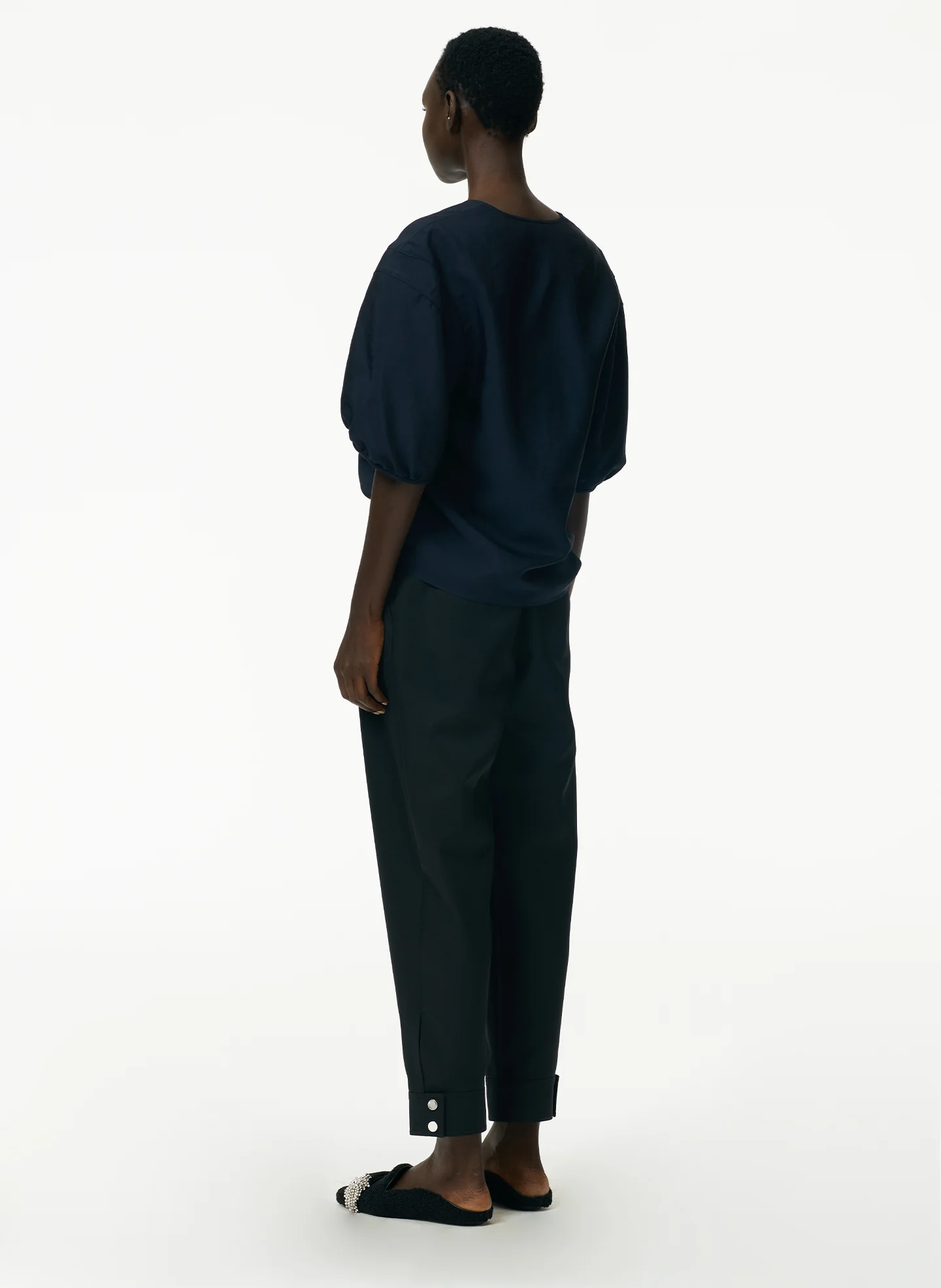 Viscose Plainweave V-Neck Top - Image 3