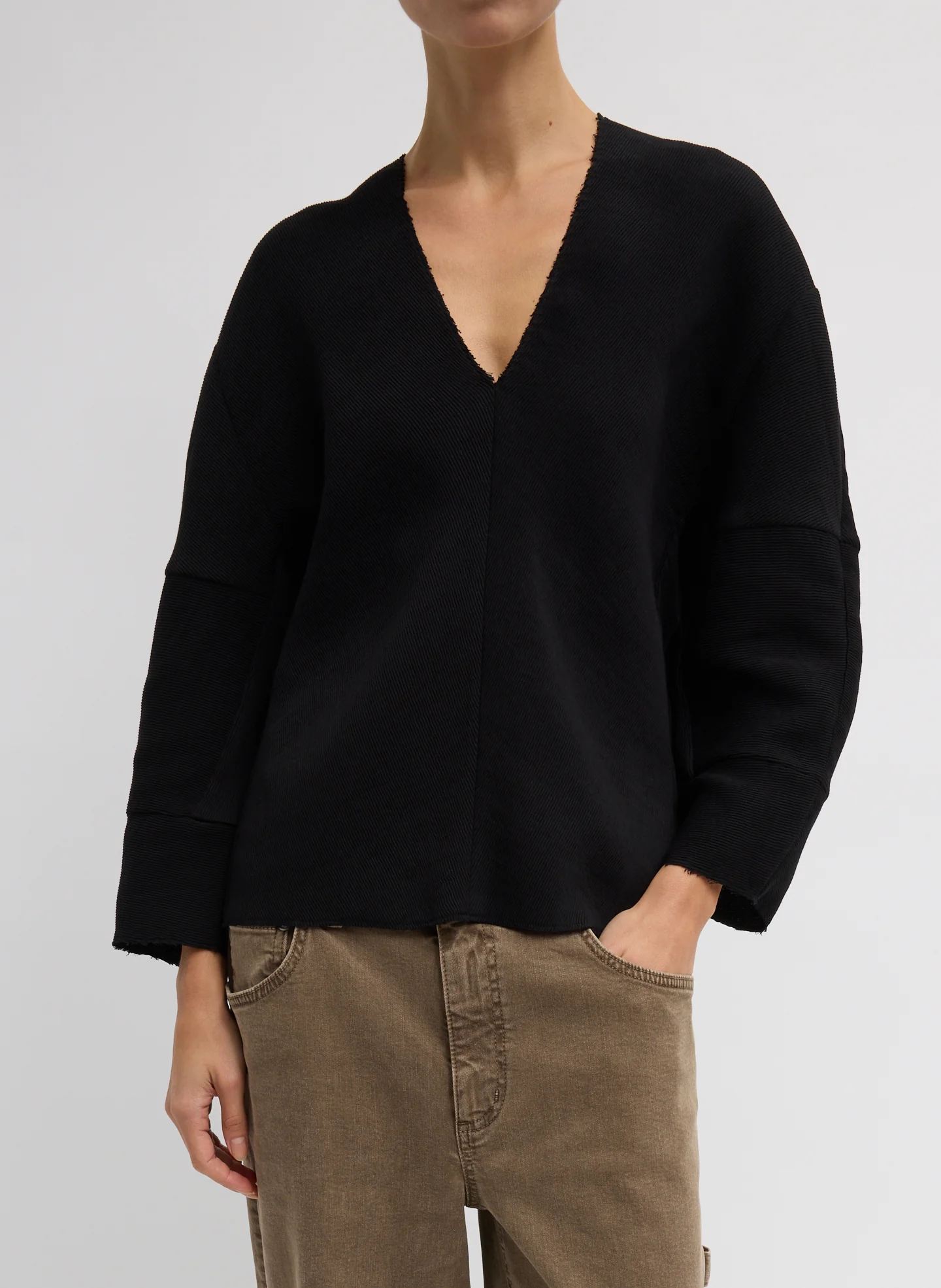 Viscose Plisse Hinged Long Sleeve Top