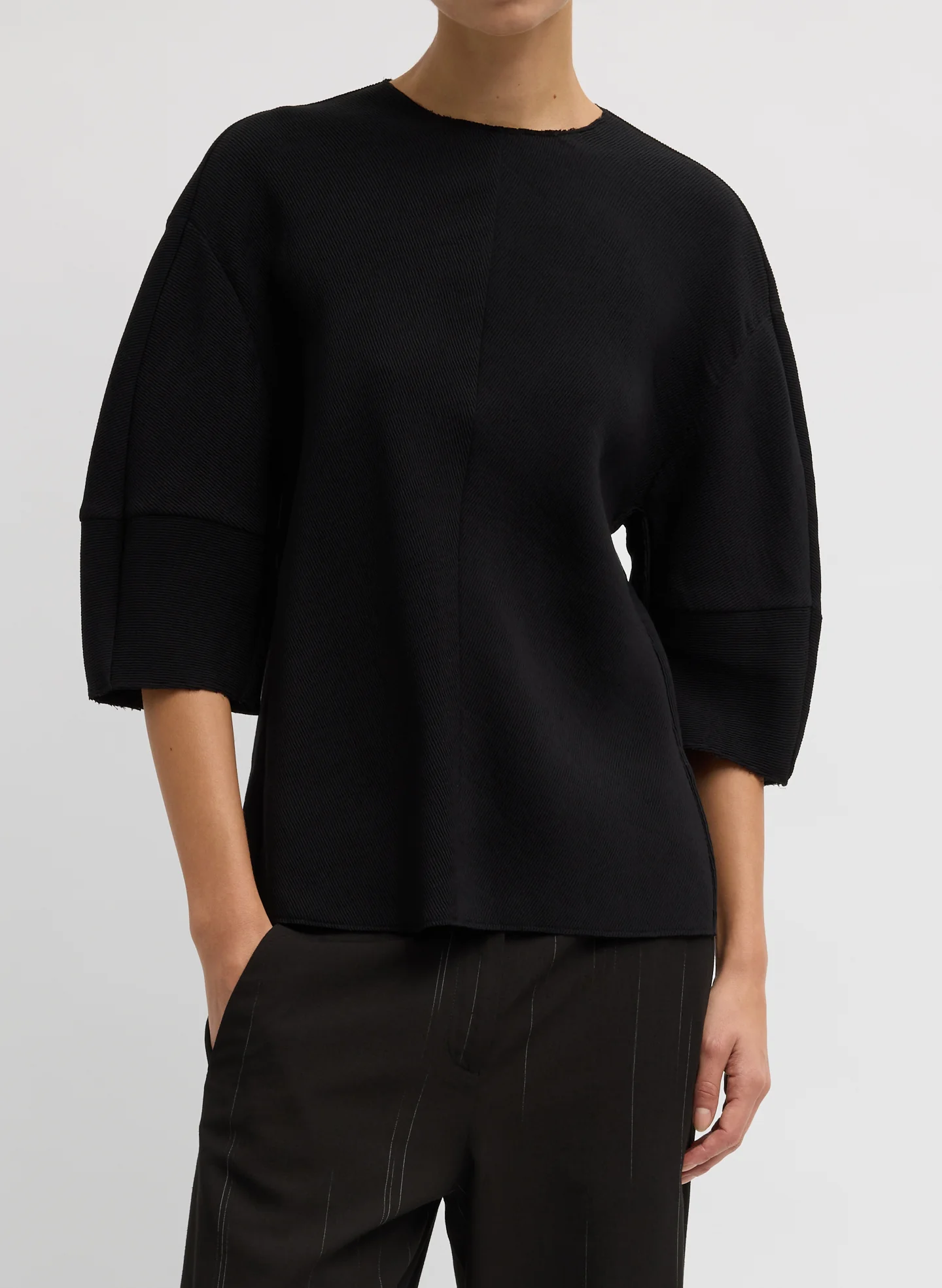 Viscose Plisse Hinged Short Sleeve Top