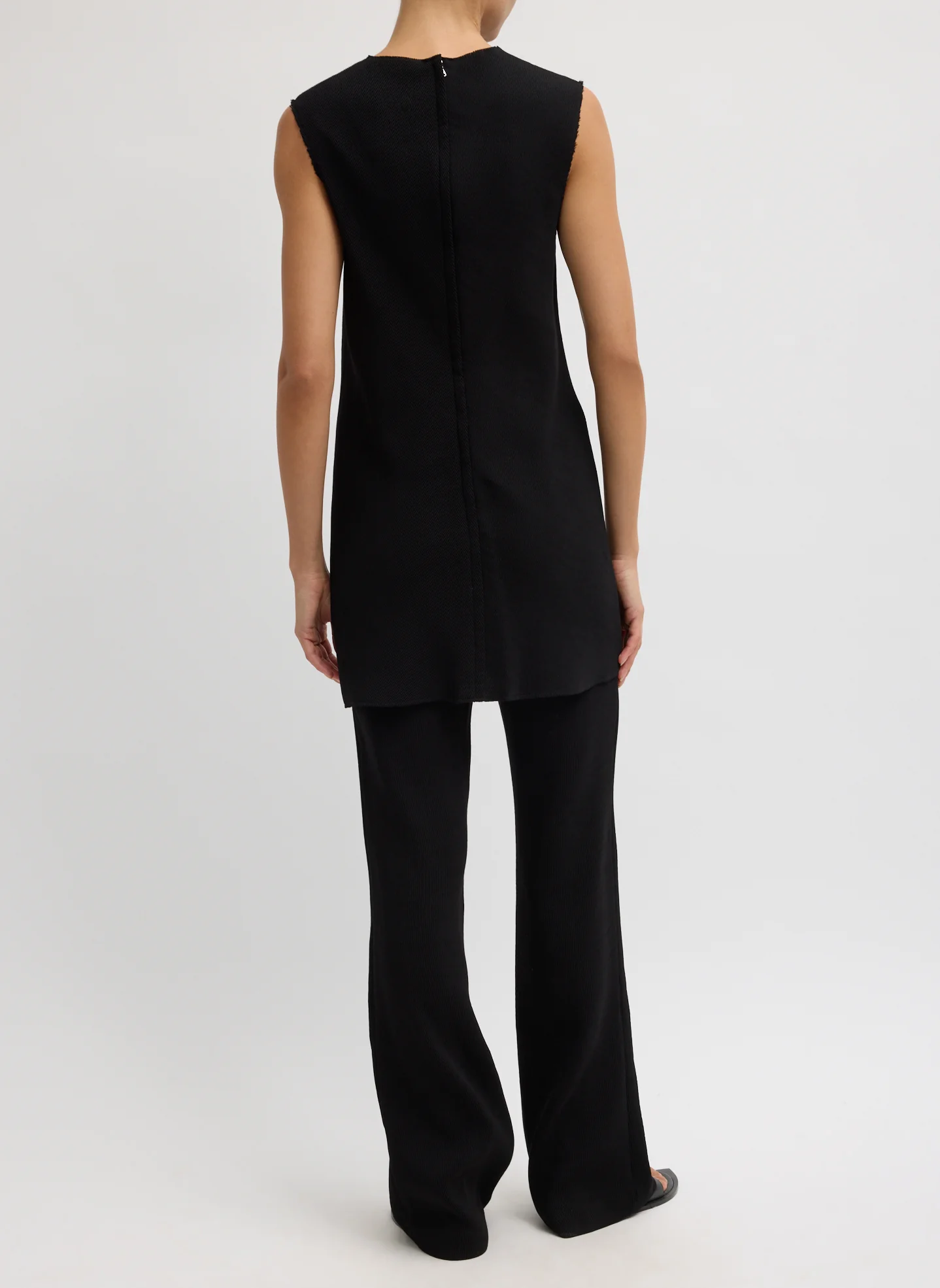 Viscose Plisse Sleeveless Bias Short Tunic Dress - Image 4