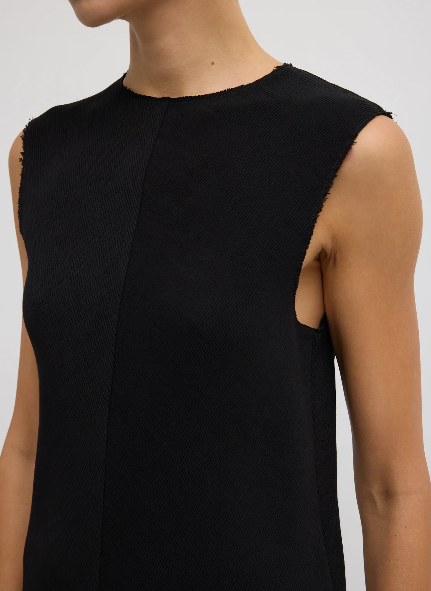 Viscose Plisse Sleeveless Bias Short Tunic Dress - Image 8