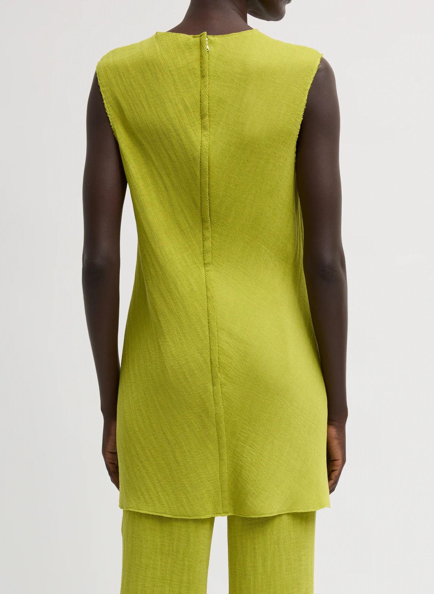 Viscose Plisse Sleeveless Bias Short Tunic Dress - Image 4