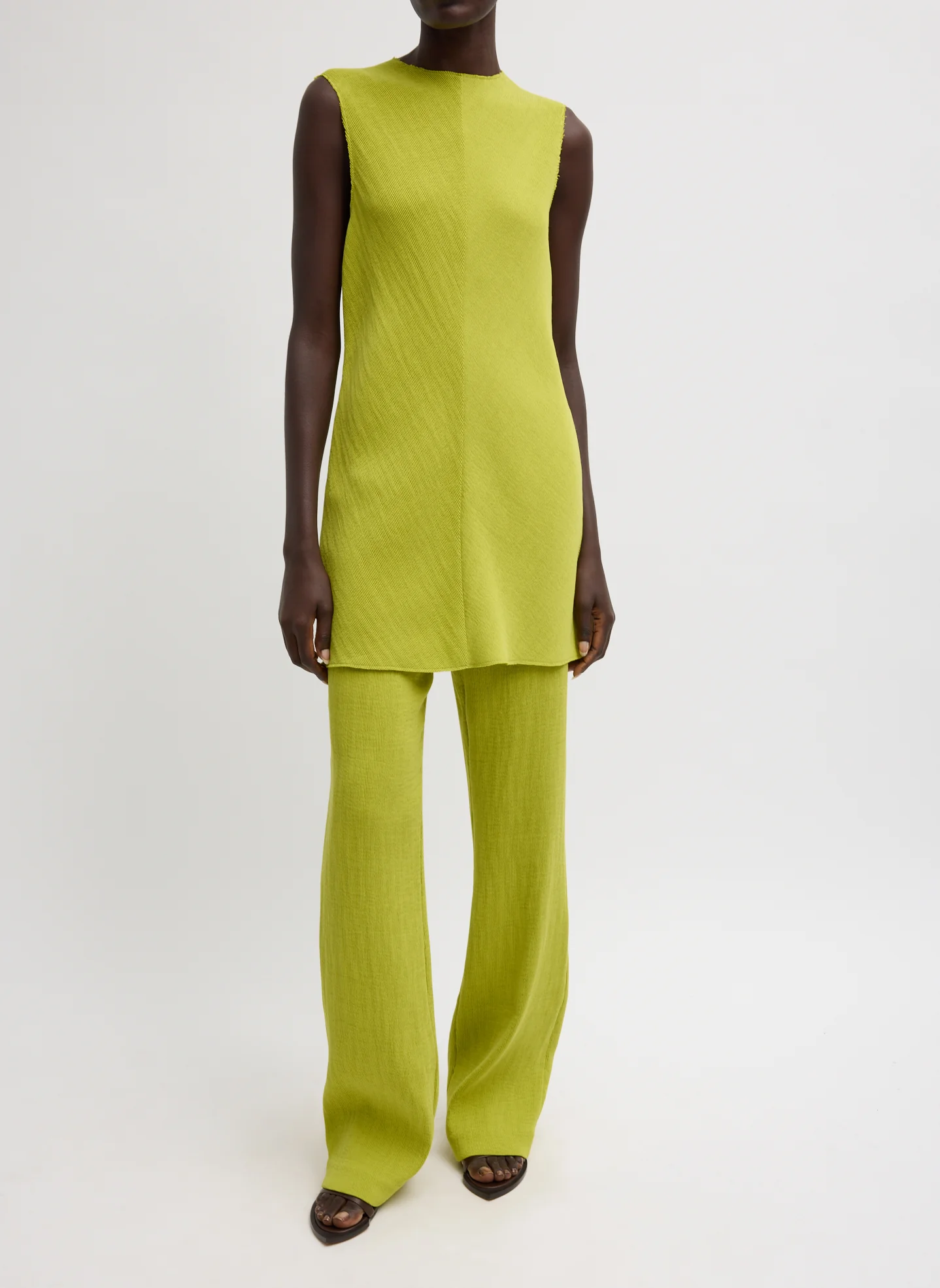 Viscose Plisse Sleeveless Bias Short Tunic Dress - Image 5