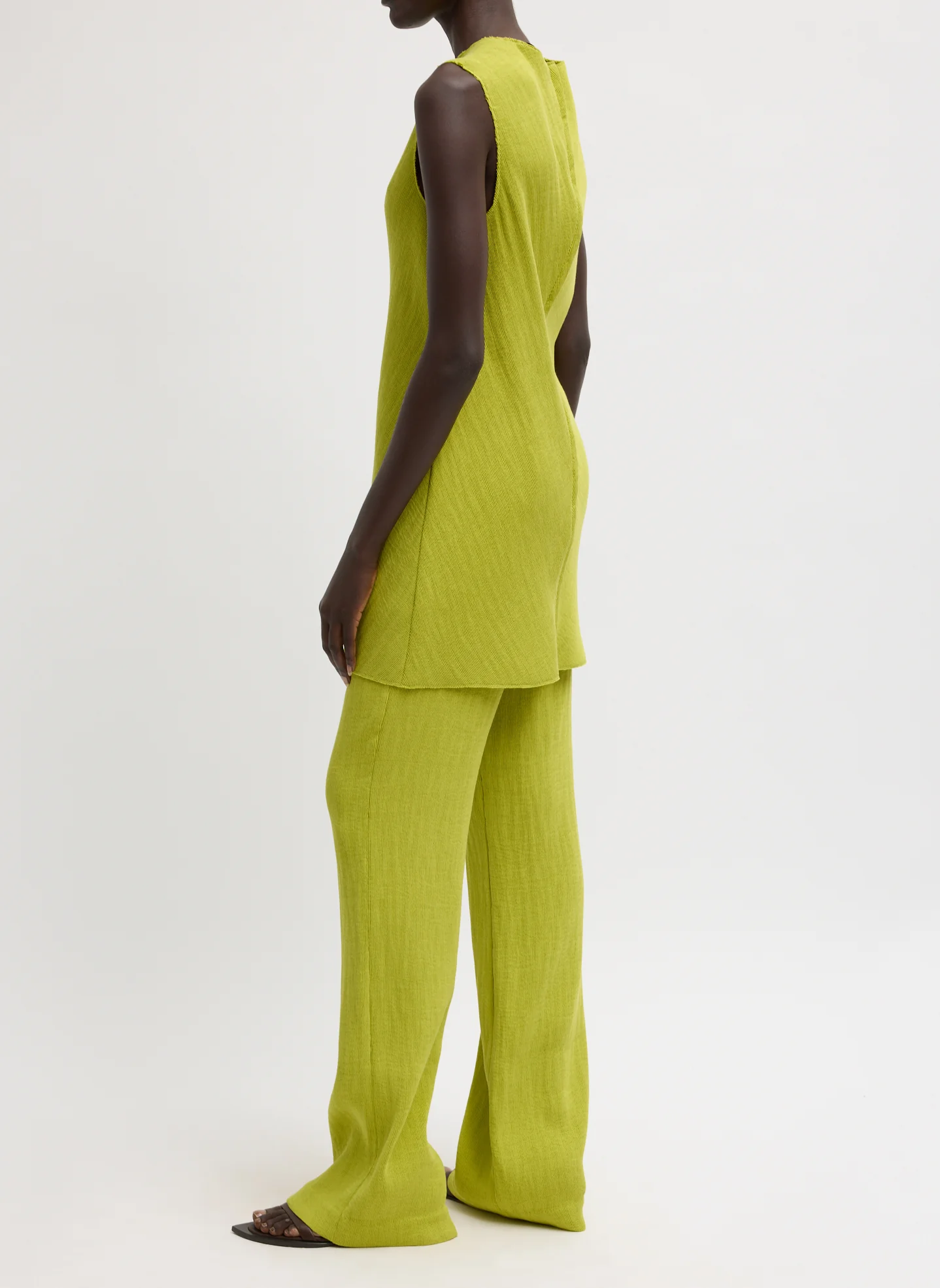 Viscose Plisse Sleeveless Bias Short Tunic Dress - Image 6