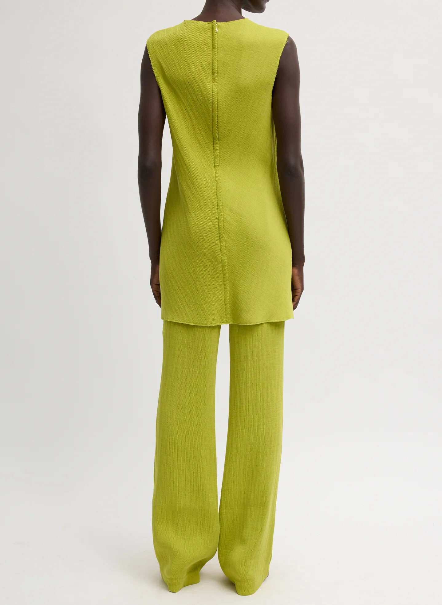 Viscose Plisse Sleeveless Bias Short Tunic Dress - Image 7