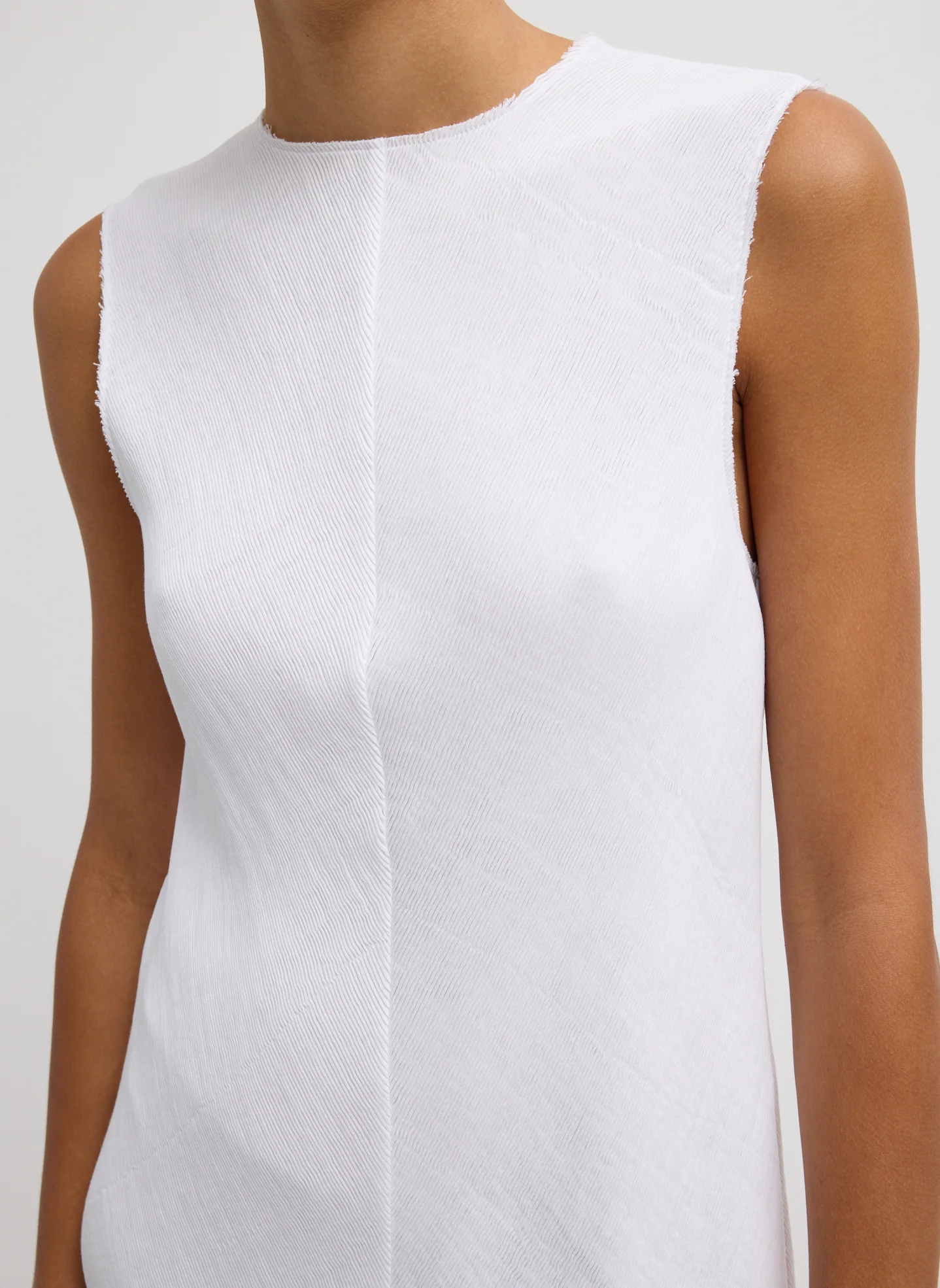 Viscose Plisse Sleeveless Bias Short Tunic Dress - Image 4