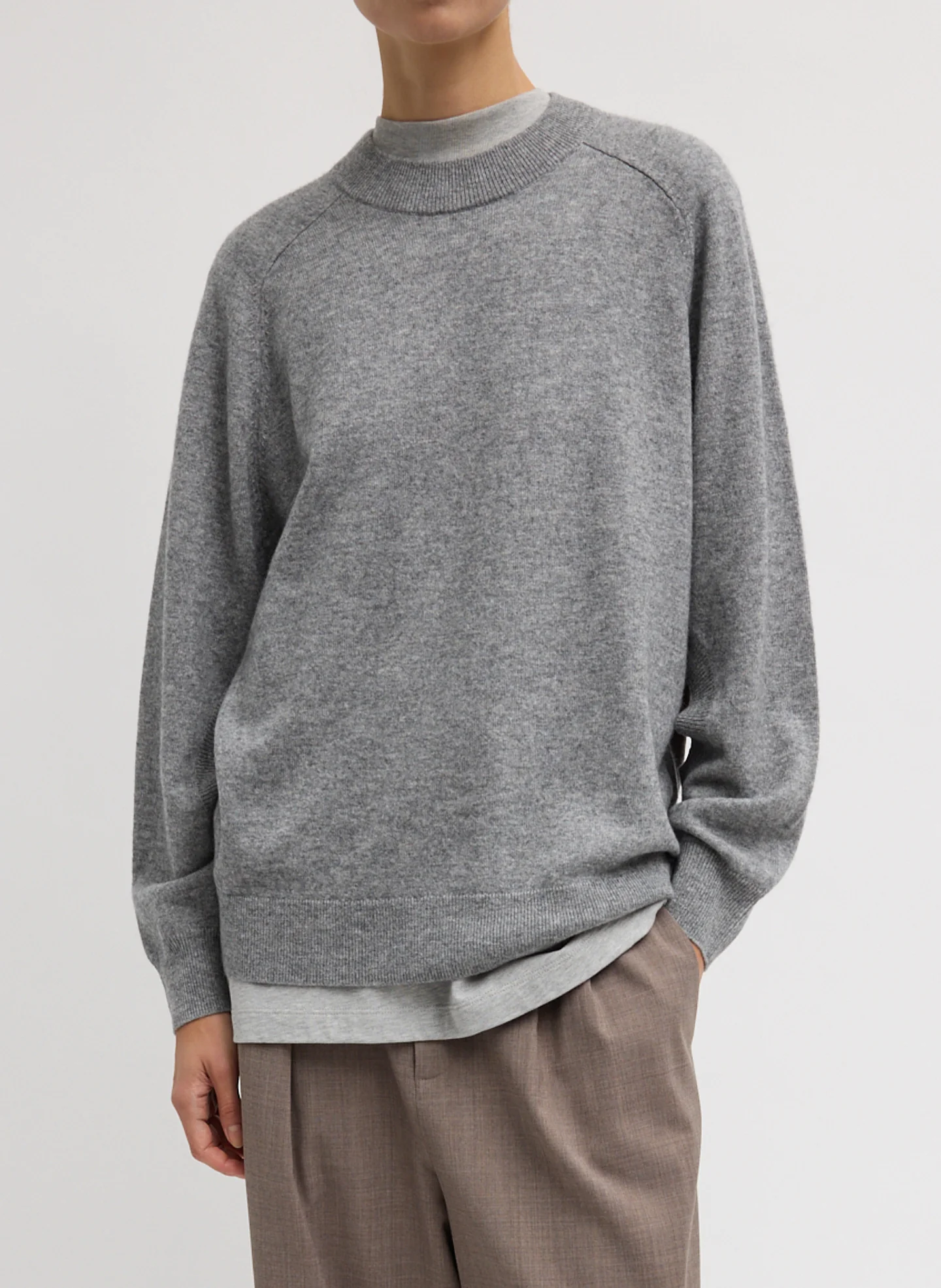 Washable Cashmere Crewneck Cut Out Sleeve Sweater