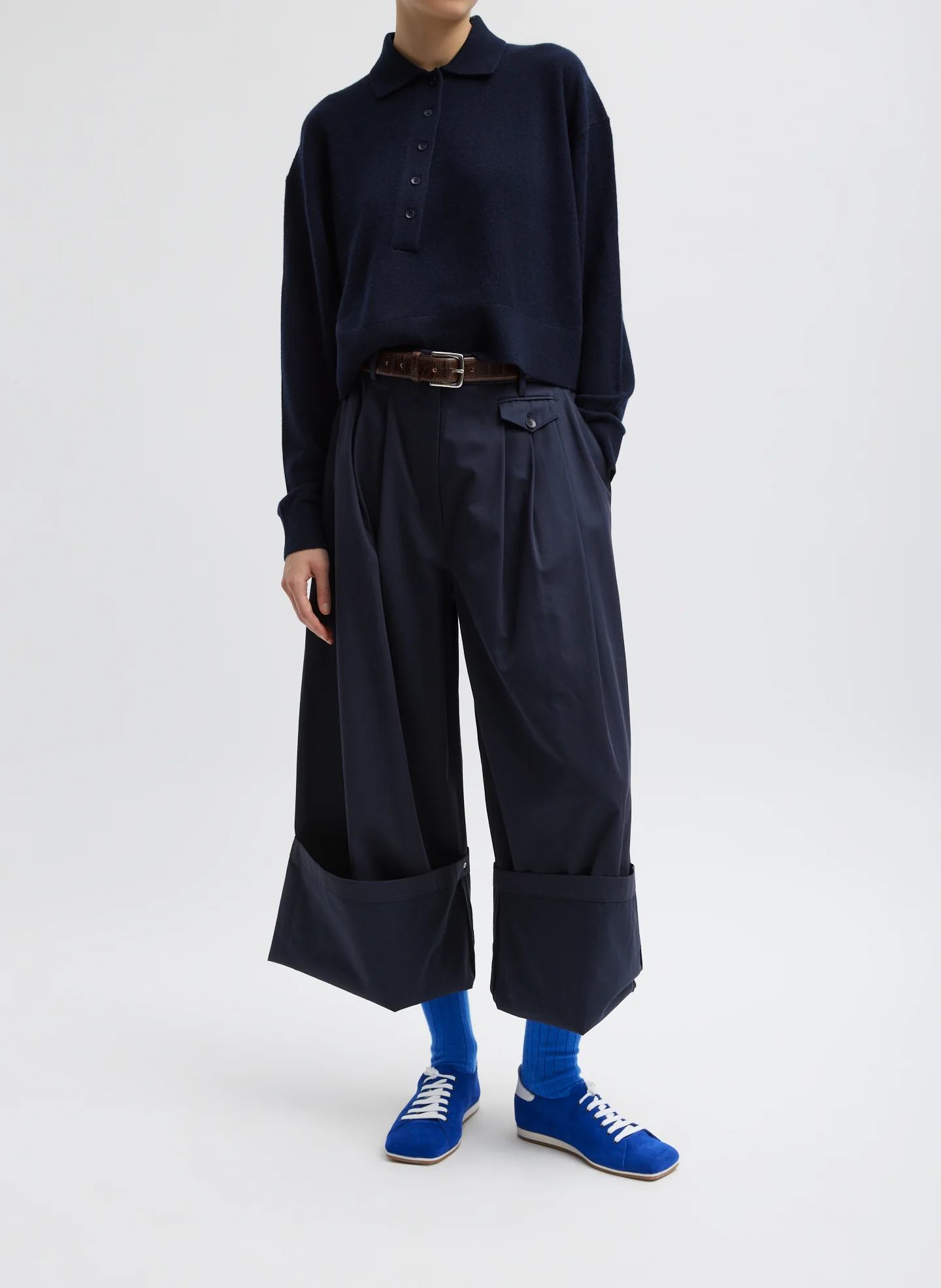 Washable Cashmere Easy Polo Cropped Sweater - Image 4