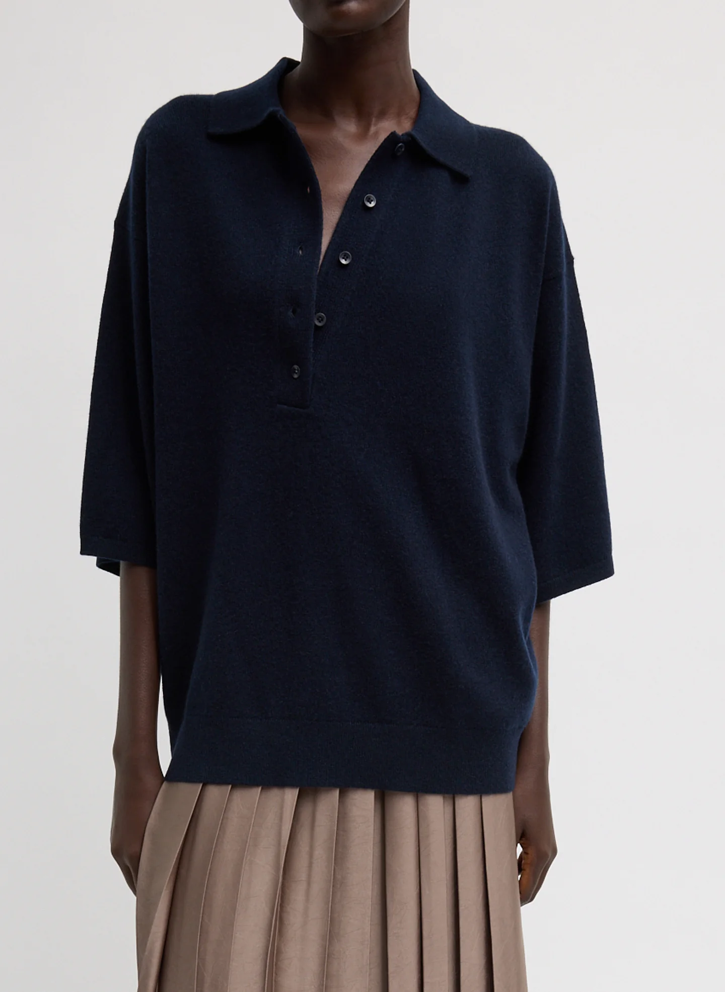 Washable Cashmere Oversized Easy Polo