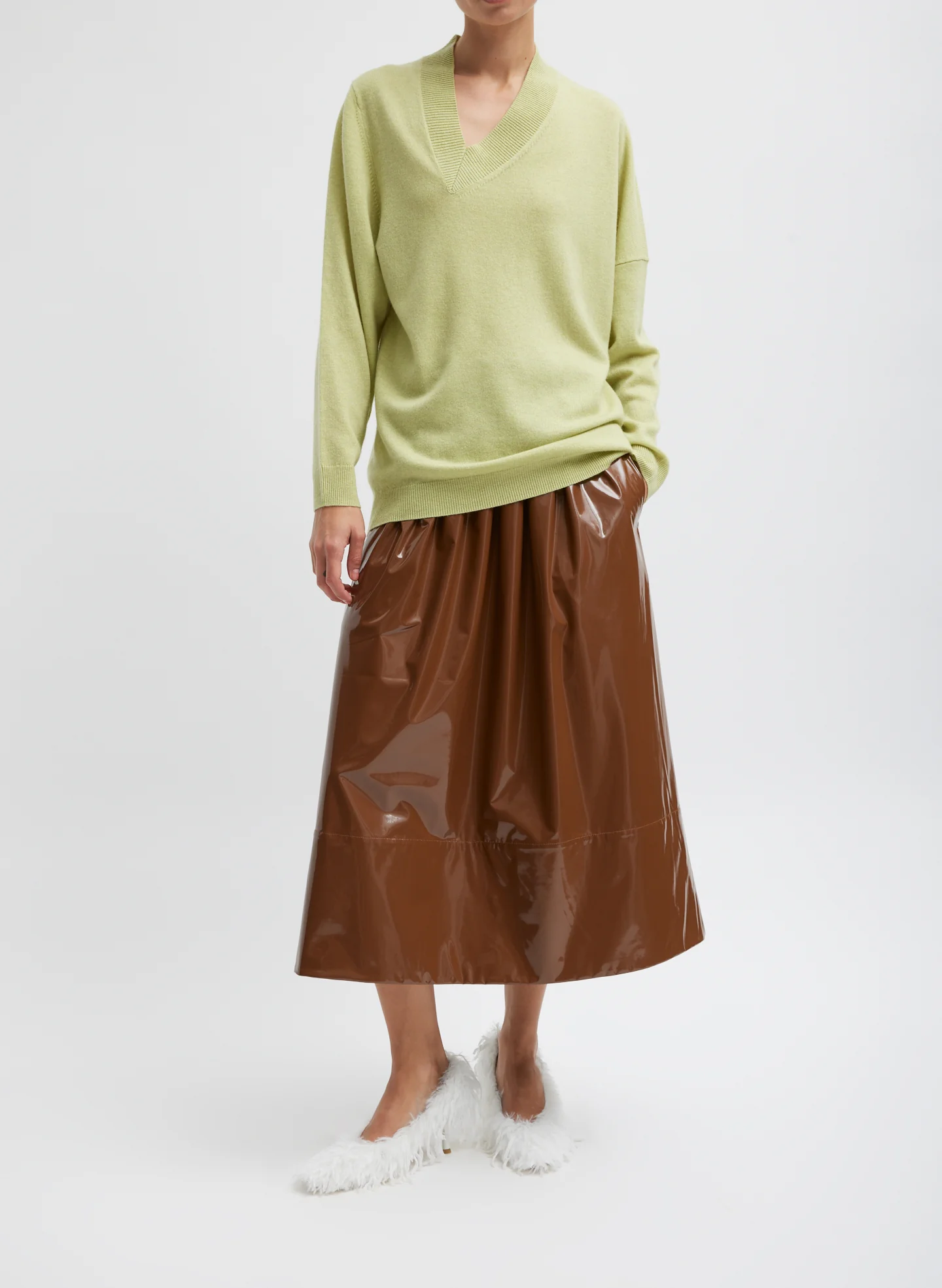Washable Cashmere Warp V-Neck Pullover