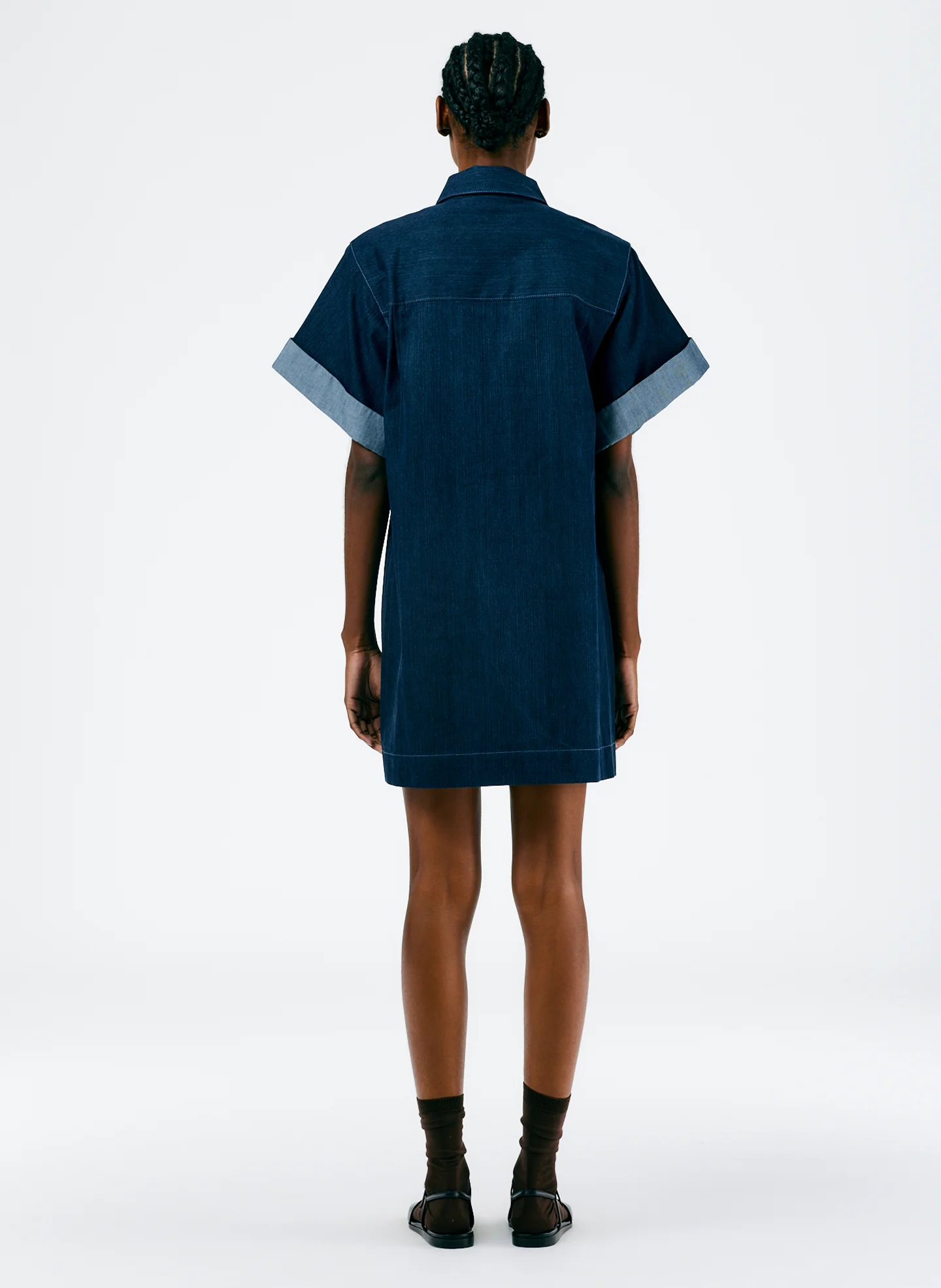 Enzyme Washed Denim Rolled Sleeve Shirtdress - Image 3