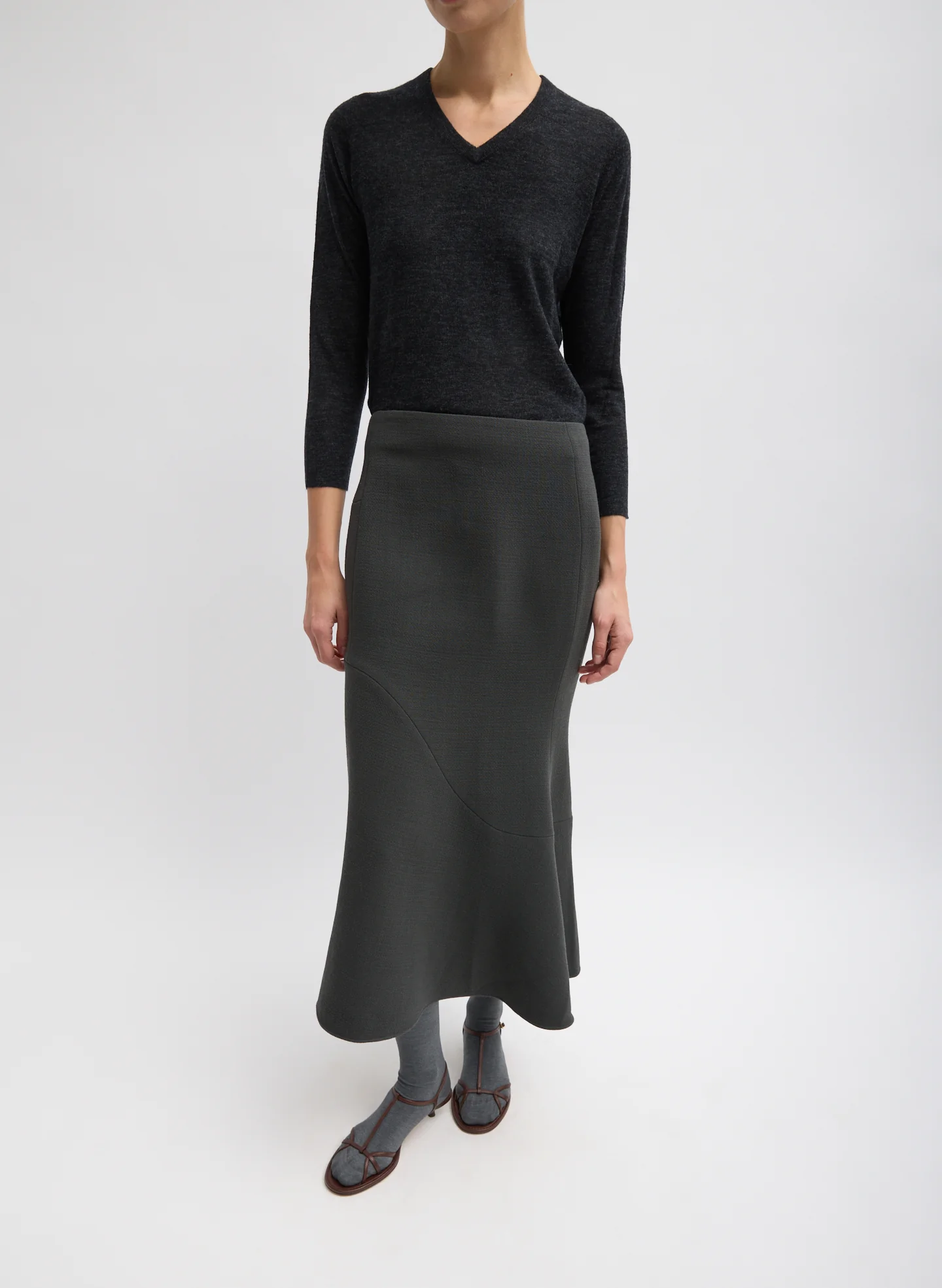 Wool Crepe Marte Fluid Skirt
