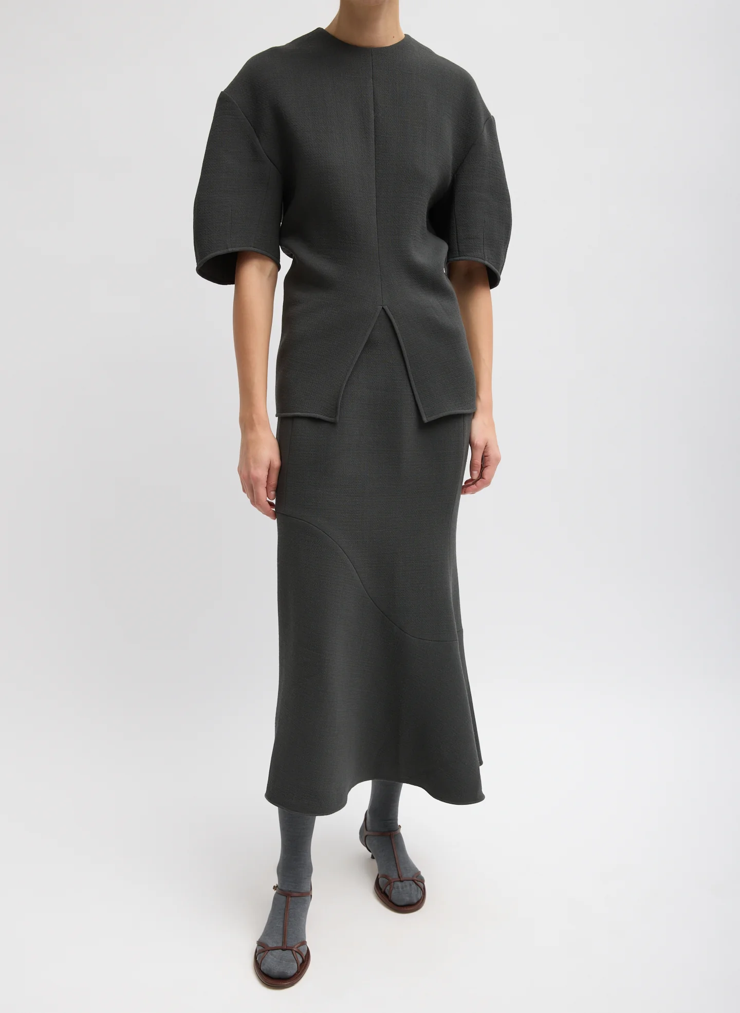 Wool Crepe Marte Fluid Skirt - Image 3