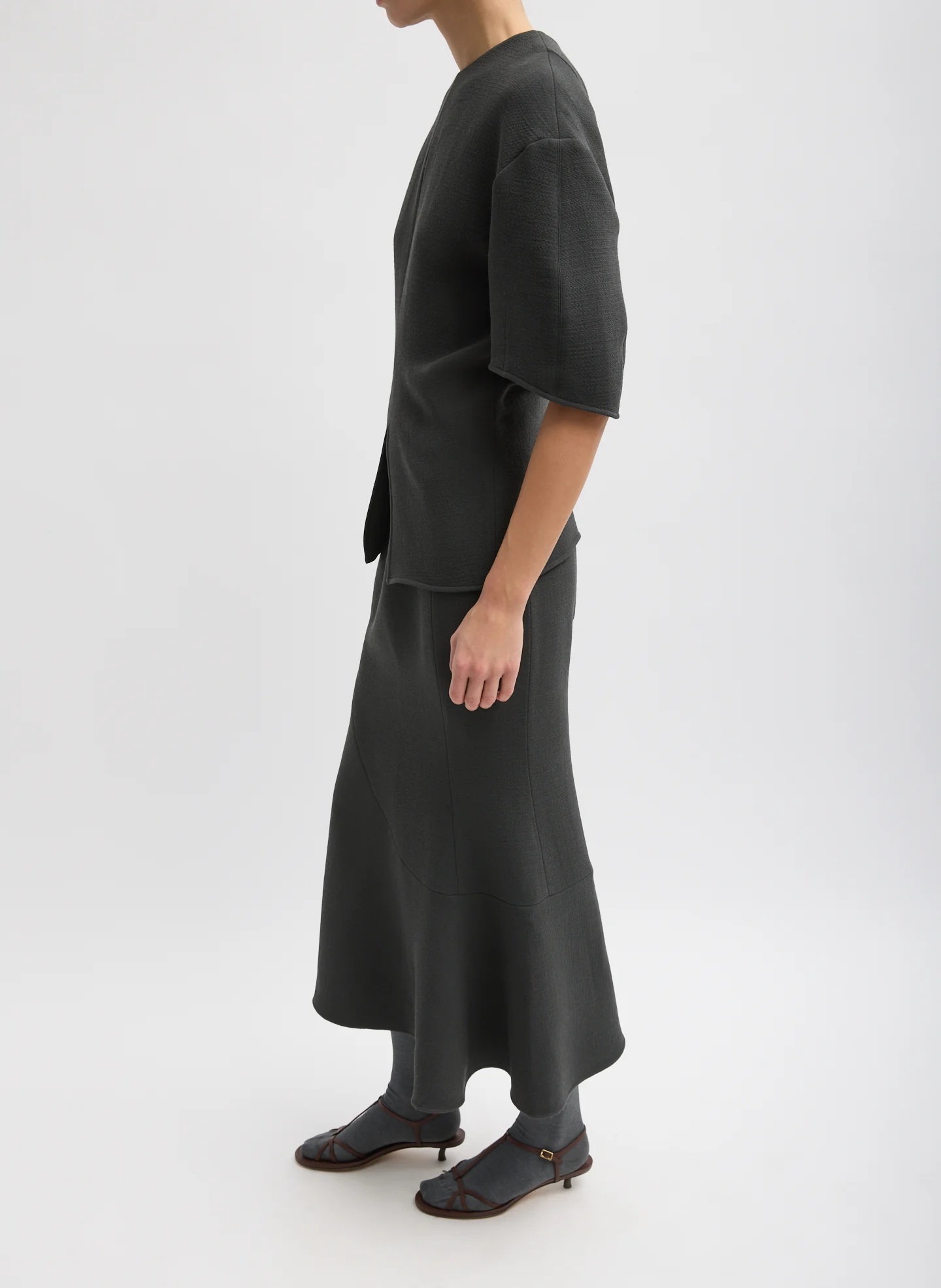 Wool Crepe Marte Fluid Skirt - Image 4