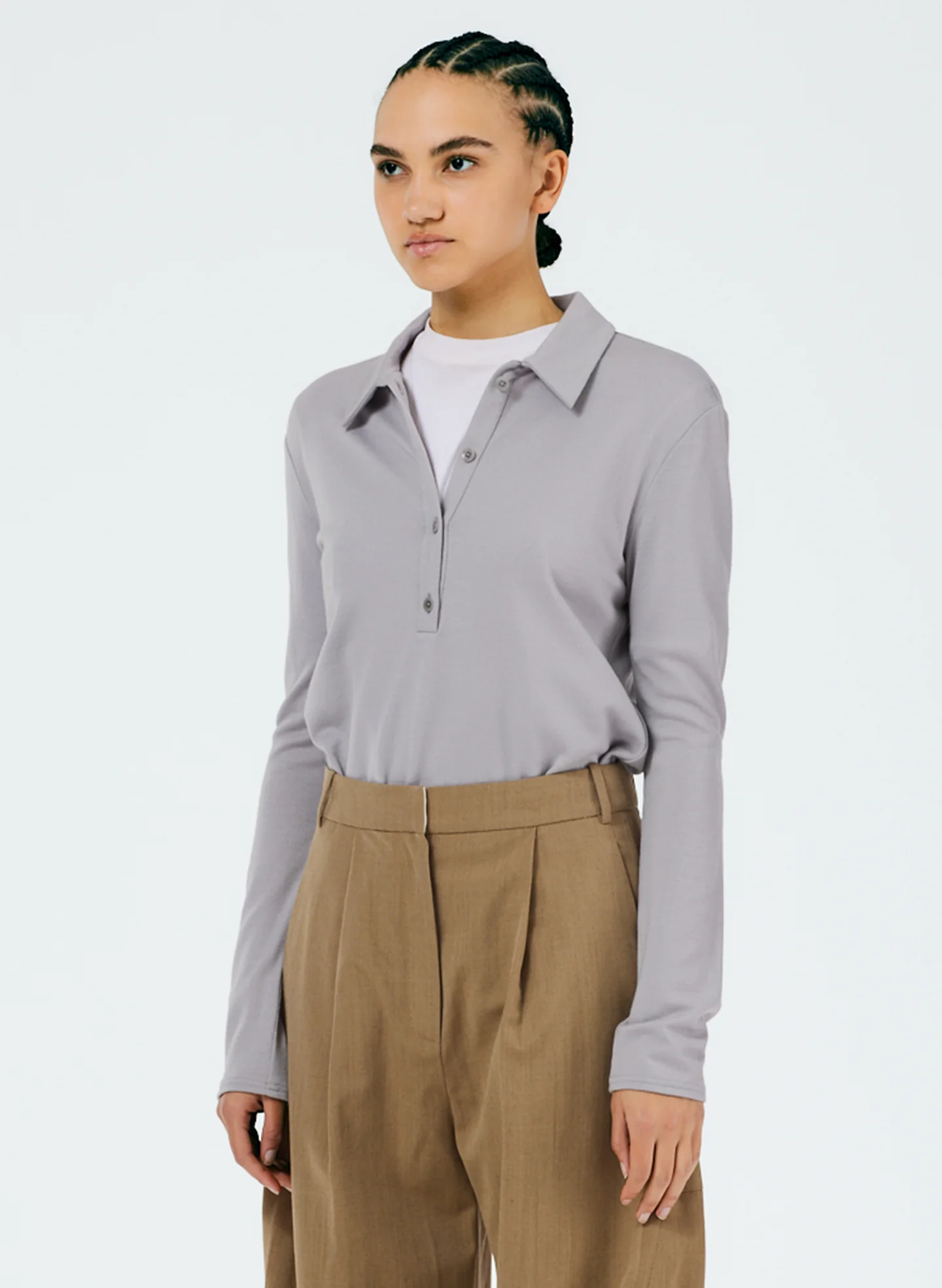 Wool Jersey Slim Polo Top - Image 2